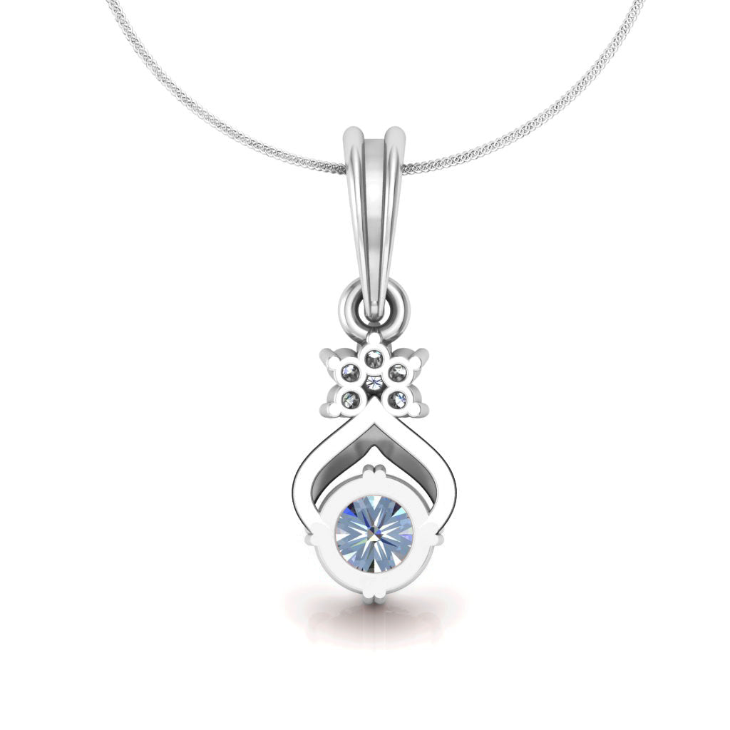 RKC মহিলা Moissanite 925 স্টার্লিং সিলভার দুল 14K হোয়াইট গোল্ড প্লেটেড