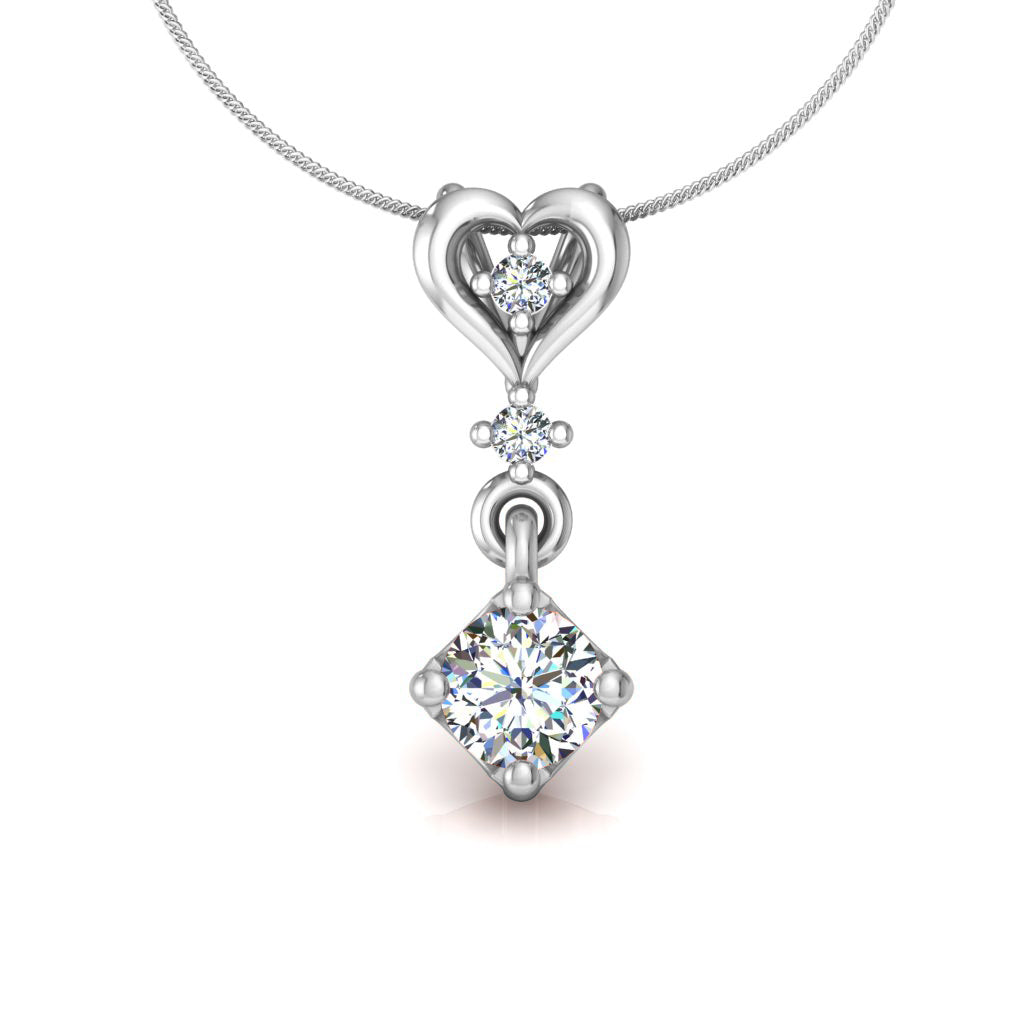 RKC হার্ট লুপ ড্রপ সিলভার 0.40 Ct ময়সানাইট দুল 14K হলুদ গোল্ড ফিনিশ Wt 2.8 গ্রাম উচ্চতা 15 মিমি