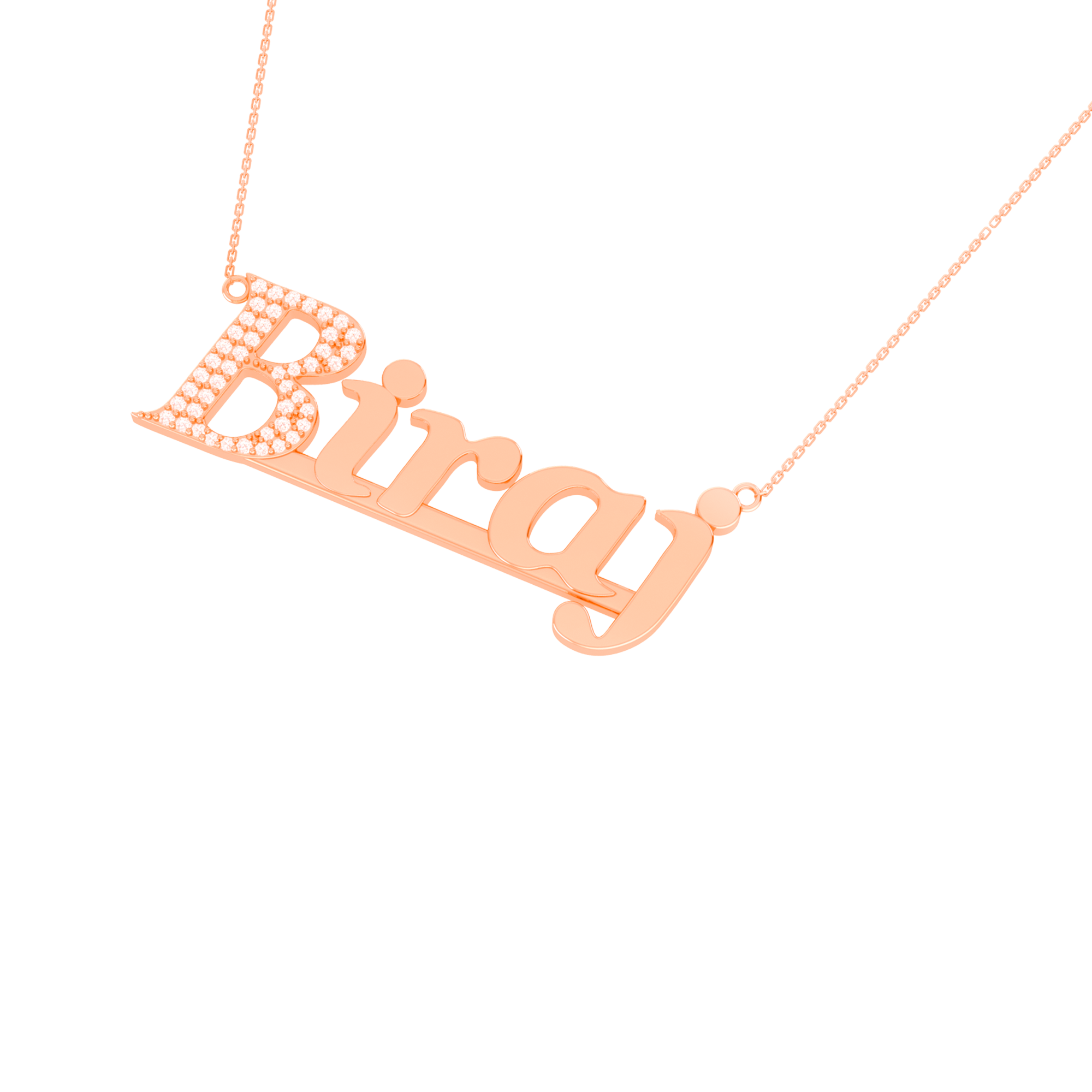 RKC Customize Initial Name Moissanite Pendant Necklace 14k Yellow Gold Plated Weight 4.2 gm