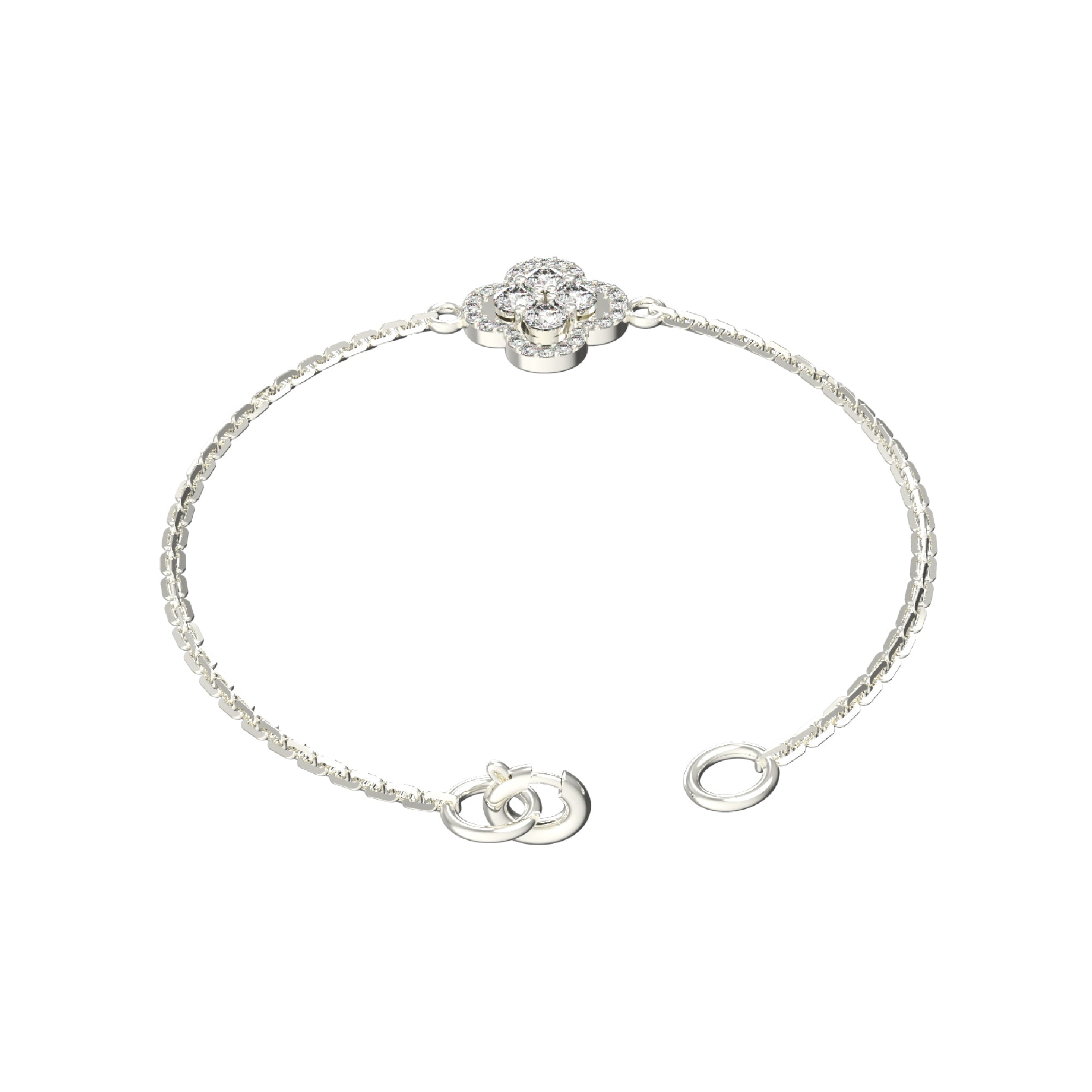 RKC 925 Sterling Silver 1.00Ct Moissanite Floral Women's Bracelet 14K Yellow Gold Plated Wt 2.85gm