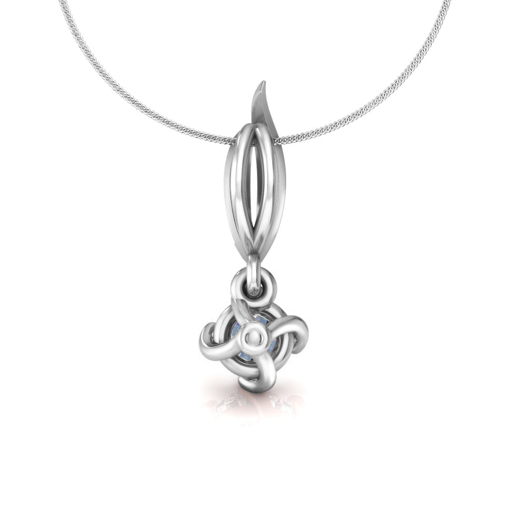 RKC 925 فضة استرليني أربعة شقوق سوليتير الأزهار مويسانيتي قلادة 14K مطلية بالذهب الأبيض