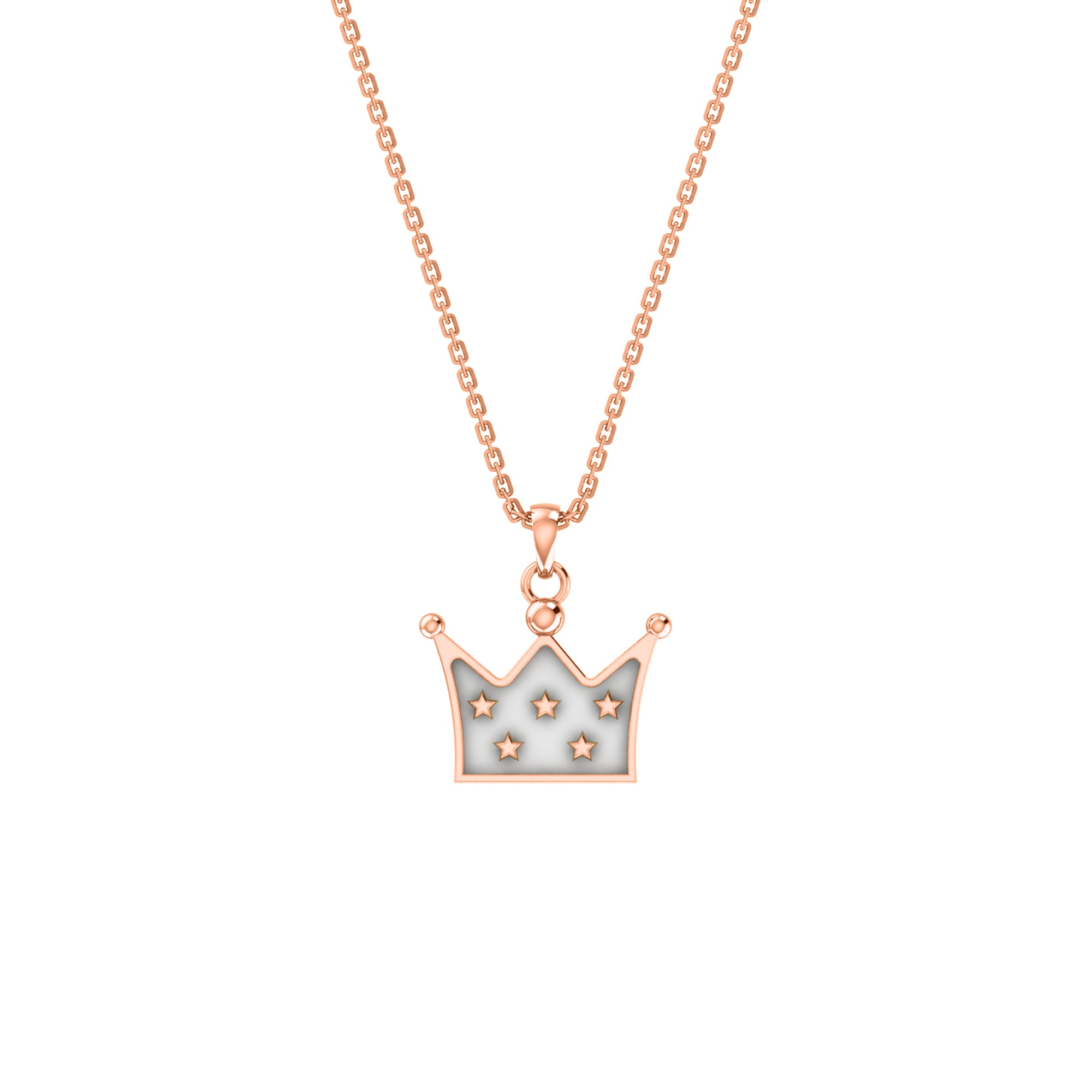 RKC Enamel Crown Pendant 925 Silver 14K Rose Gold Plated Wt 3.80 GM Height 15.00 MM