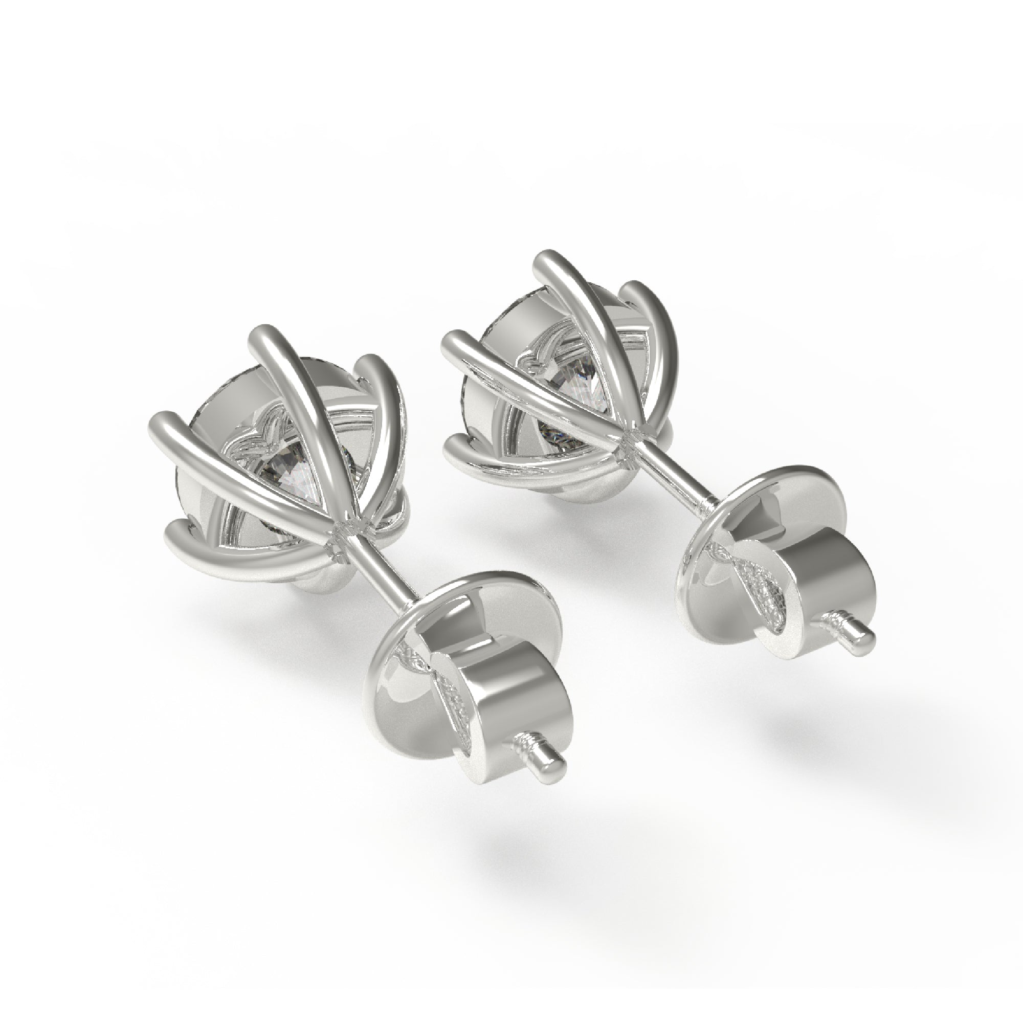 RKC 925 стерлингового срэбра з шасцю зубцамі Жаночыя завушніцы-гваздзікі з ружамі 14 карат, вага над прадуктам 1,20 GM, вышыня каменя 3,80 мм