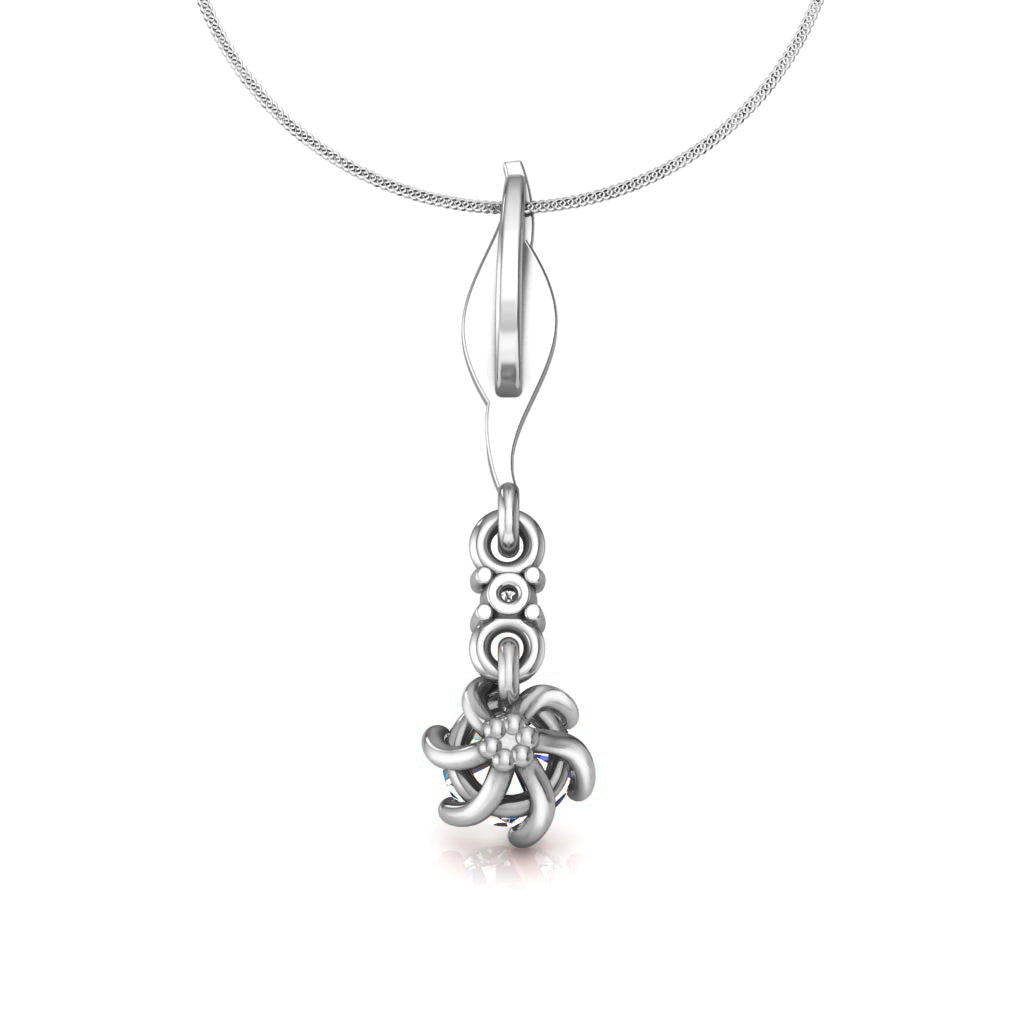 आरकेसी व्हाइट गोल्ड फिनिश दो स्टोन सिल्वर ड्रॉप 0.27 सीटी मोइसानाइट पेंडेंट उपहार उसकी ऊंचाई 20.00 मिमी वजन 2.6 ग्राम के लिए