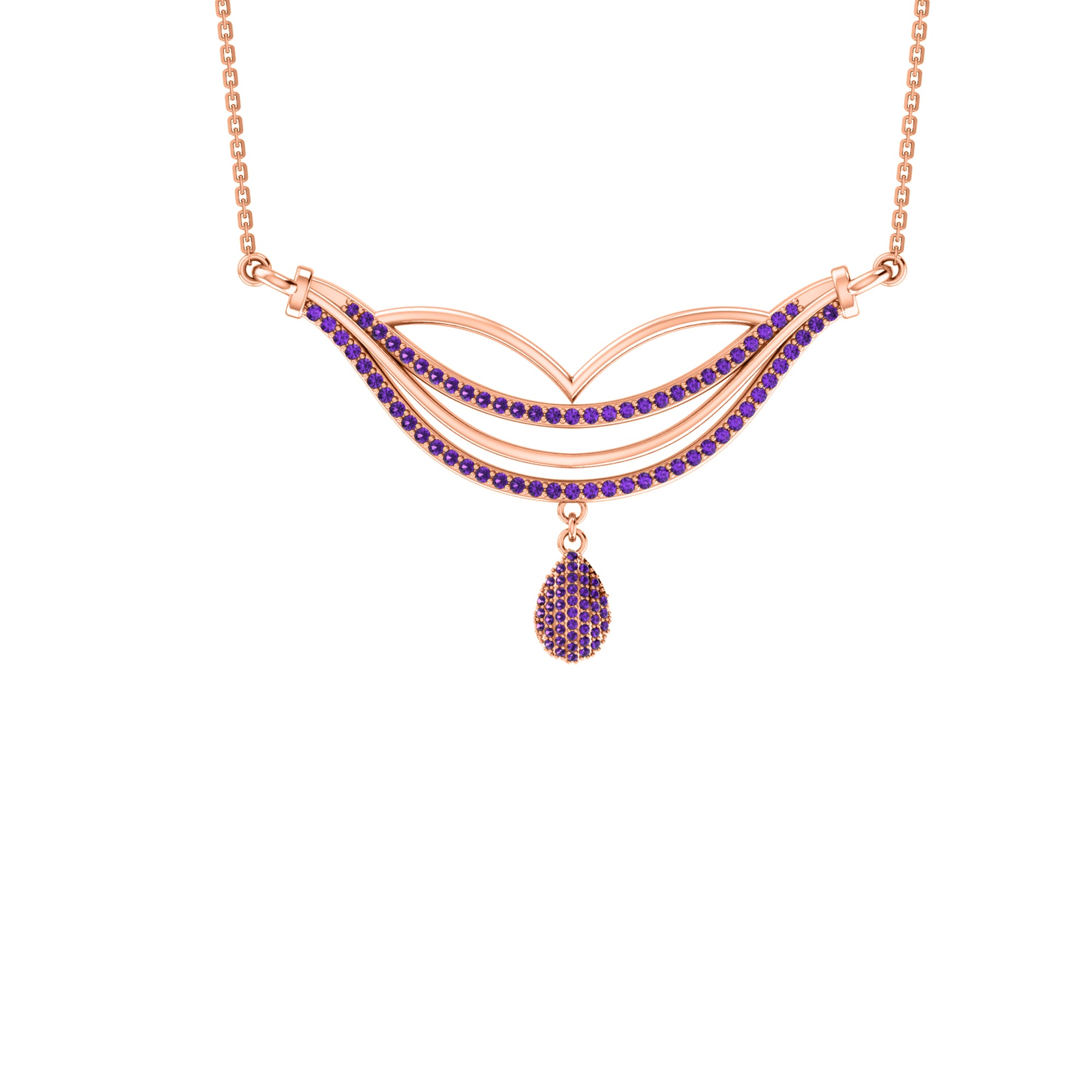 Σετ κολιέ δάκρυ RKC 1.198Ct Moissanite 925 Ασήμι 14 καρατίων ροζ επιχρυσωμένο Βάρος προϊόντος 8,50 gm Ύψος 35,00 mm