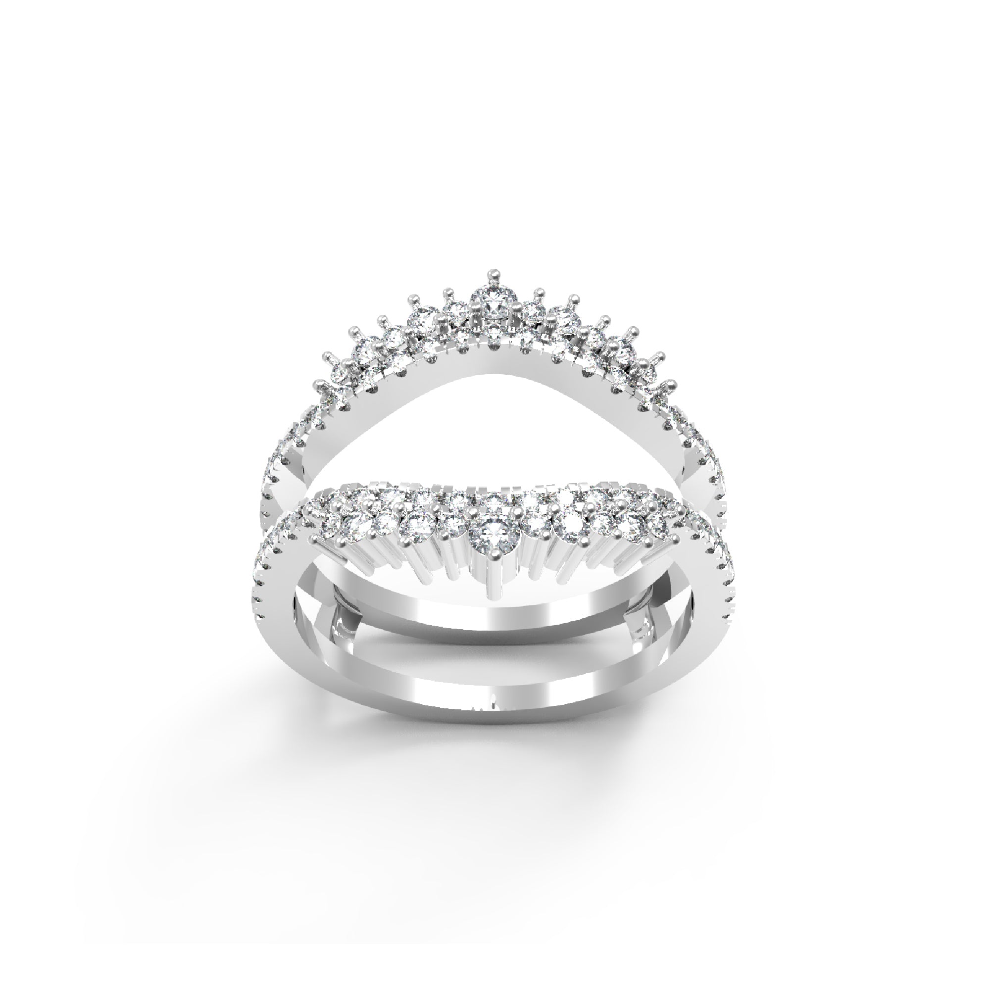 Жаночы заручальны пярсцёнак RKC Moissanite Enhancer Guard кольца са срэбра 925 пробы з пакрыццём з жоўтага золата 14K Вага 3,80 г, шырыня 6 мм