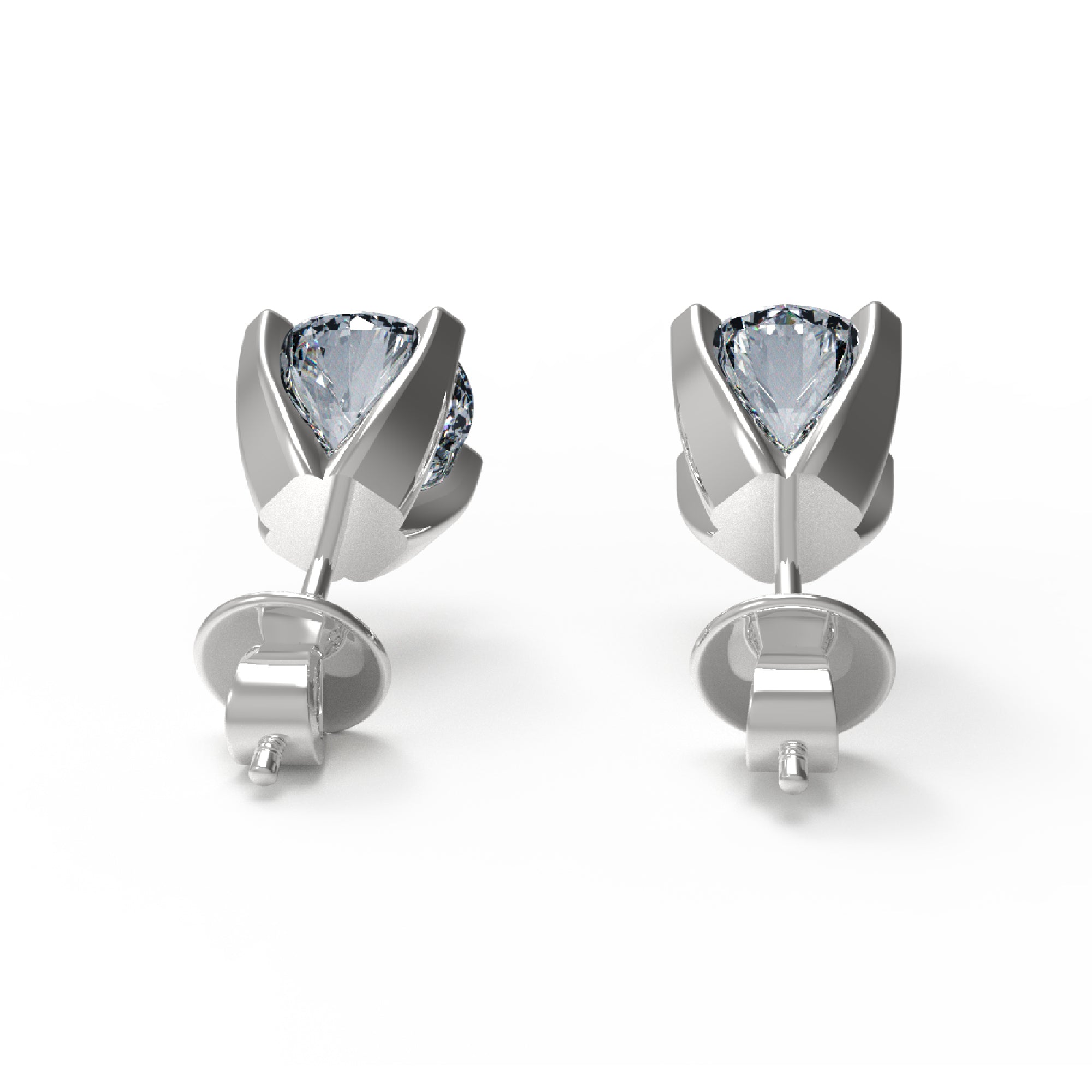 RKC 925 Sterling Silver Unisex Four Prong Stud Earring 14k Yellow Over Product Weight 1.60 GM Height 5.50 MM