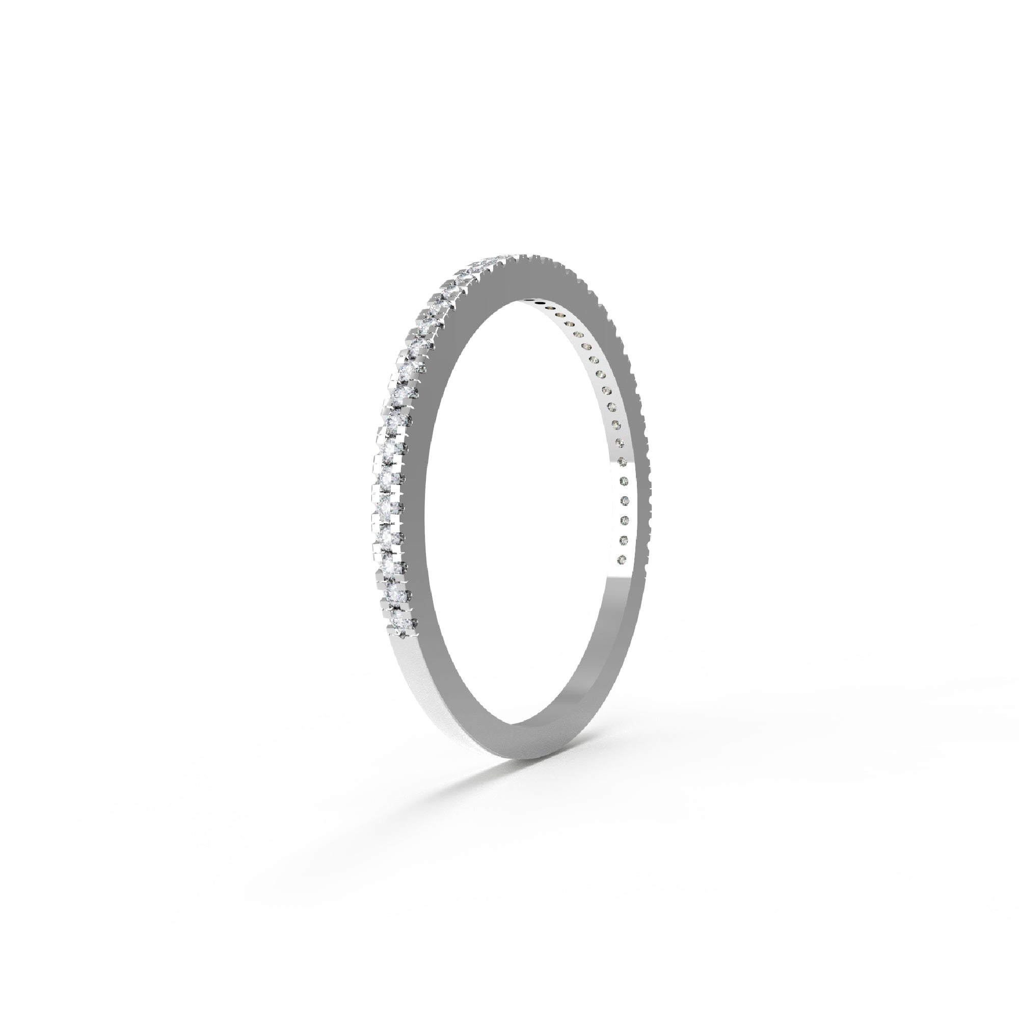 आरकेसी राउंड मोइसानाइट 925 स्टर्लिंग सिल्वर हाफ इटरनिटी स्टैकेबल बैंड रिंग महिलाओं के लिए 925 सिल्वर 14K रोज़ गोल्ड प्लेटेड वजन 1.10 ग्राम चौड़ाई 1.30 एमएम