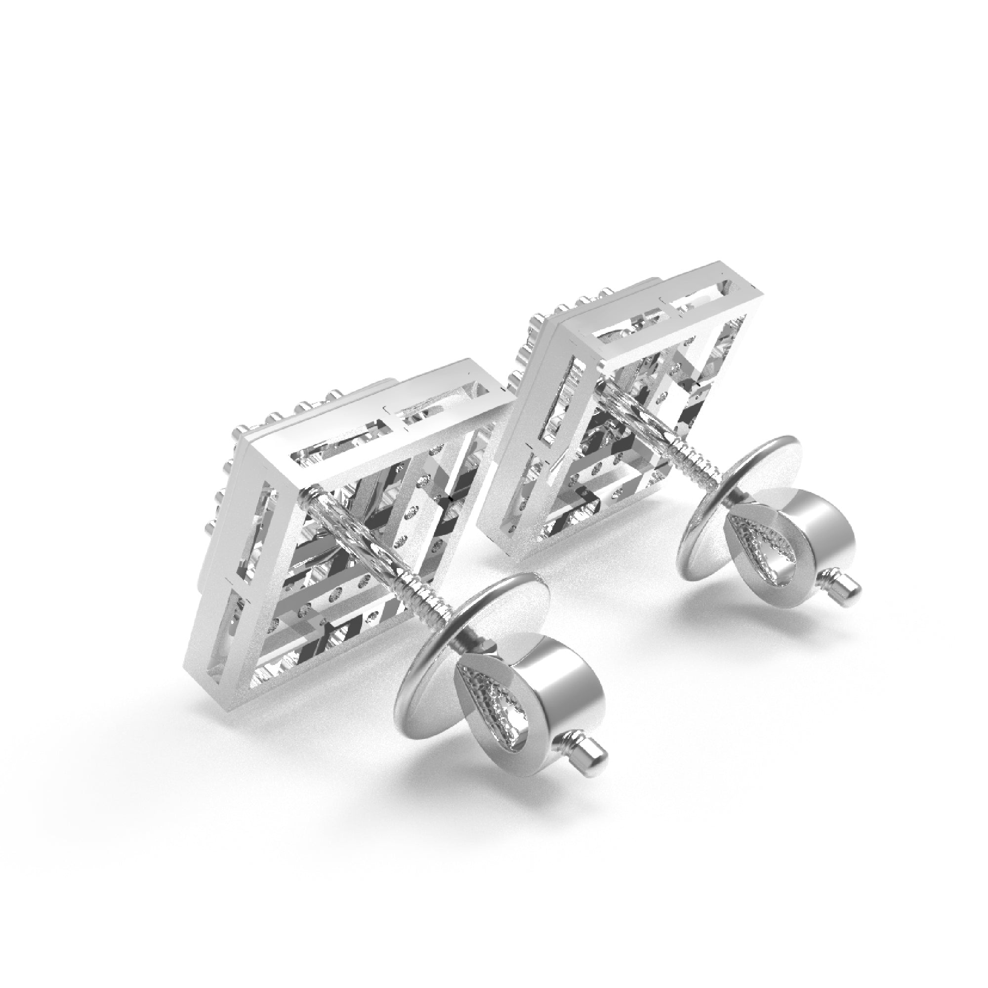 RKC 925 Sterling Silber Rundschliff kleiner quadratischer Ohrstecker, 14 Karat Rose über Produktgewicht 2,30 GM, Steinhöhe 9,00 mm