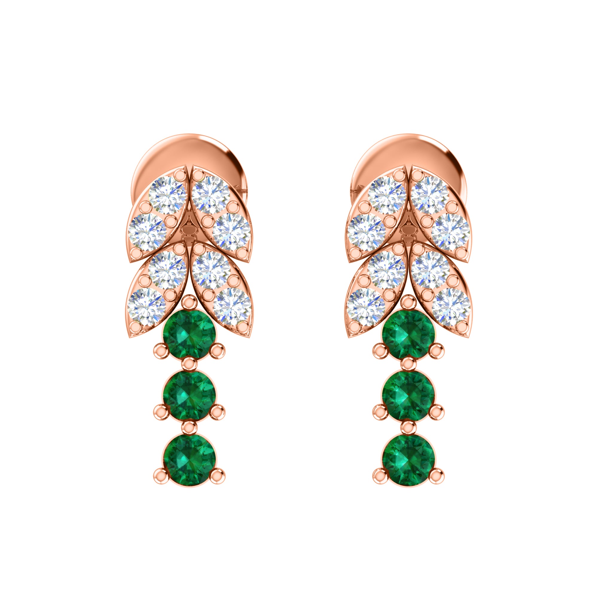 RKC 925 Sterling Silver Drop Dangle Push Back Women Earring 14k White Gold Over Wt 1.20gm Height 9.00mm