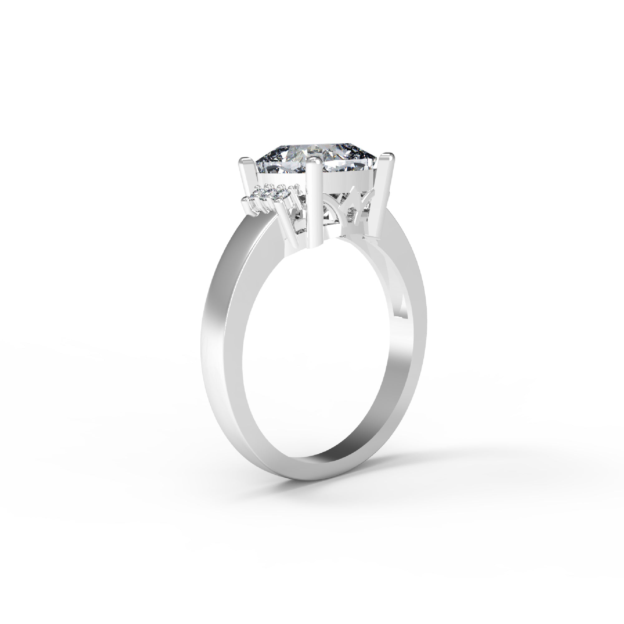 RKC Cushion Cut Moissanite Solitaire Wedding Ring 925 Silver 14K Yellow Gold Plated Wt 3 gm Width 2.10 MM