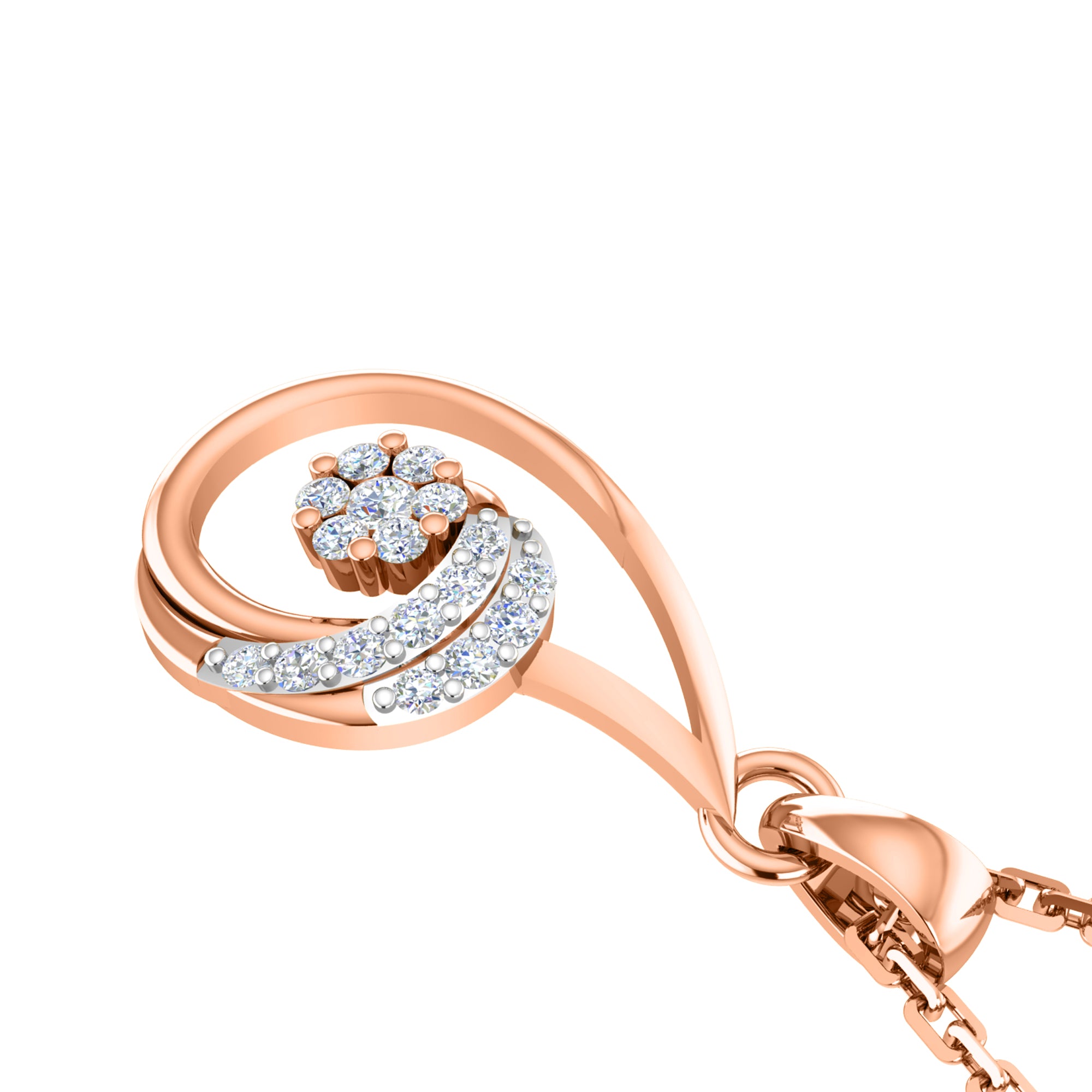 RKC 925 Perak Emas Total 0,42Ct Set Anting Liontin Moissanite Berat 5,40gm dengan Lapis Emas Mawar 14K