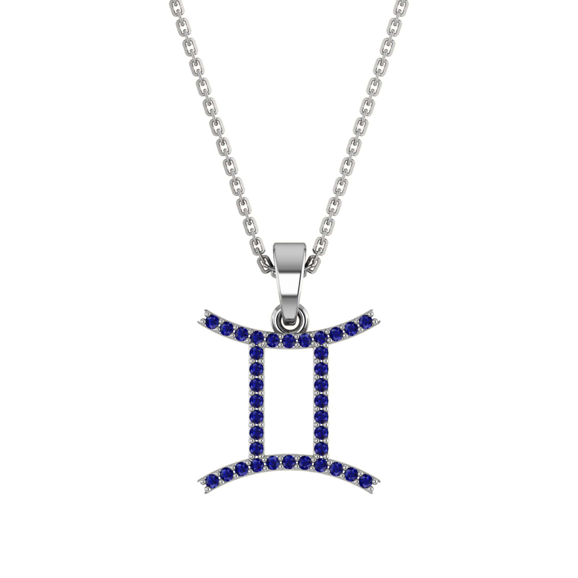 RKC Yellow Gold Plated Gemini Horoscope Cubic Zirconia Pendant Necklace