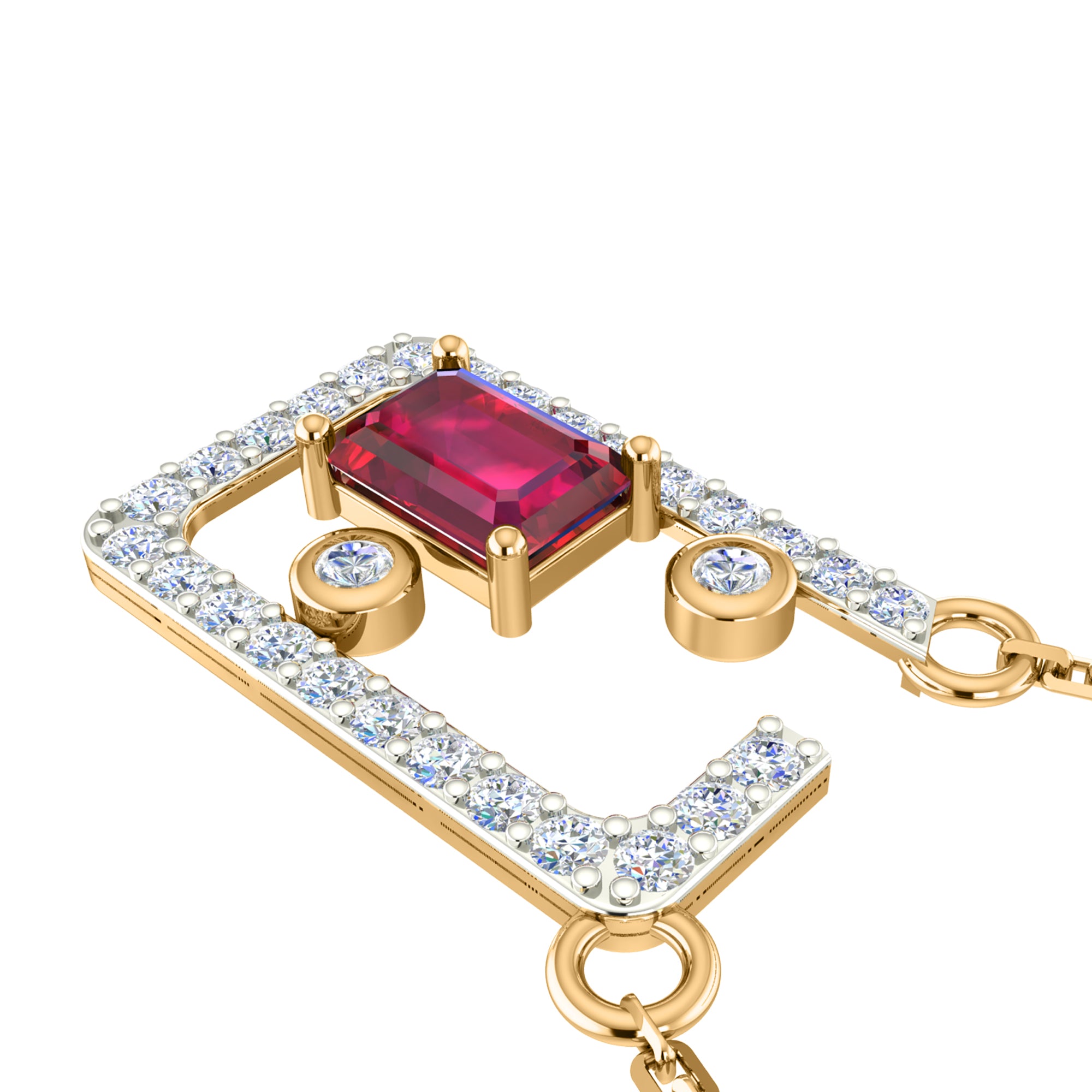 RKC 925 Срэбра Залаты Усяго 1,00 карата Рубінавы кулон Вага 3,70 г і завушніцы 2,10 г Камплект з пакрыццём з 14-каратнага жоўтага золата