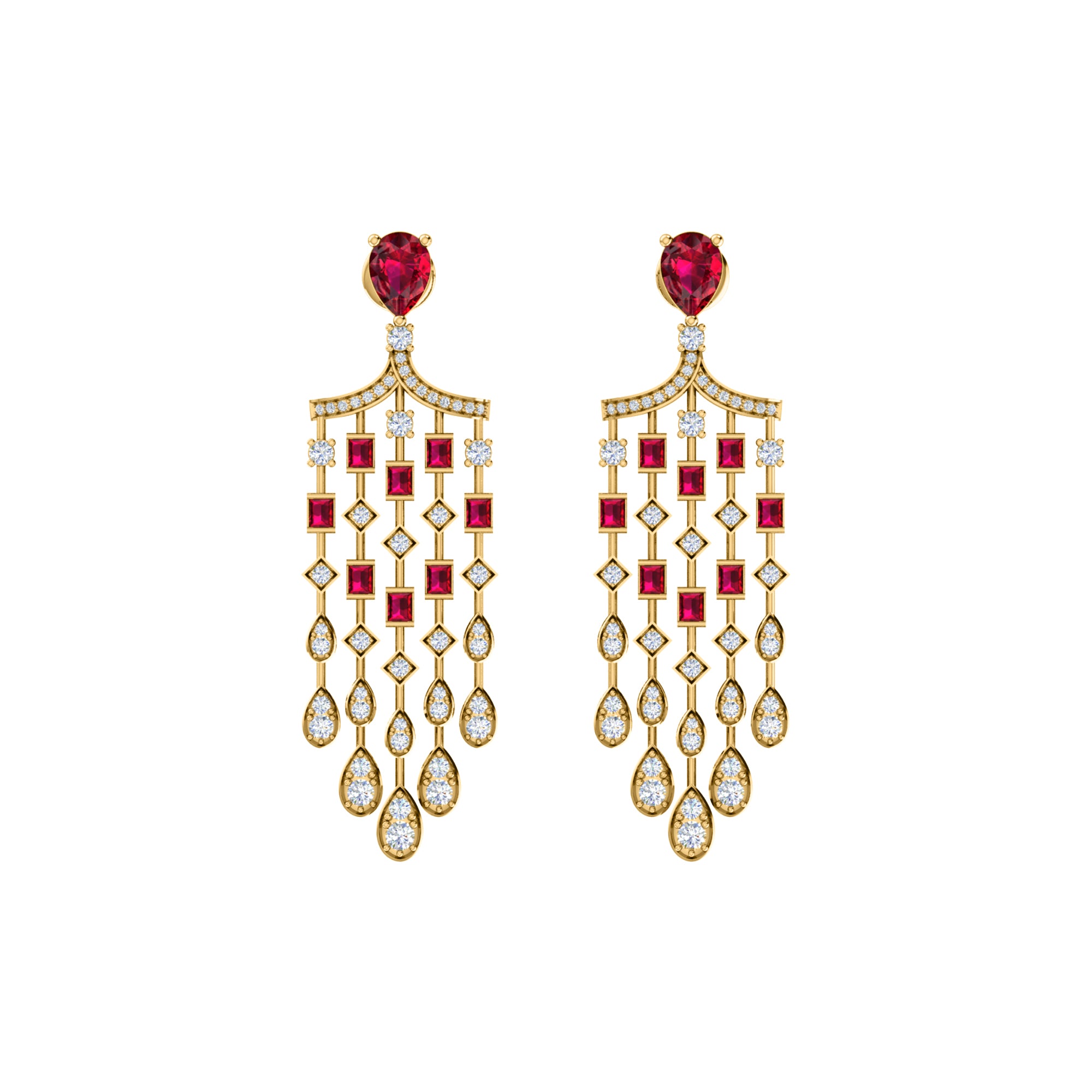 RKC 925 Sterling Silver Drop Dangle Halo Women Earring 14k Yellow Gold Over Wt 8.00 GM Height 51.00 MM