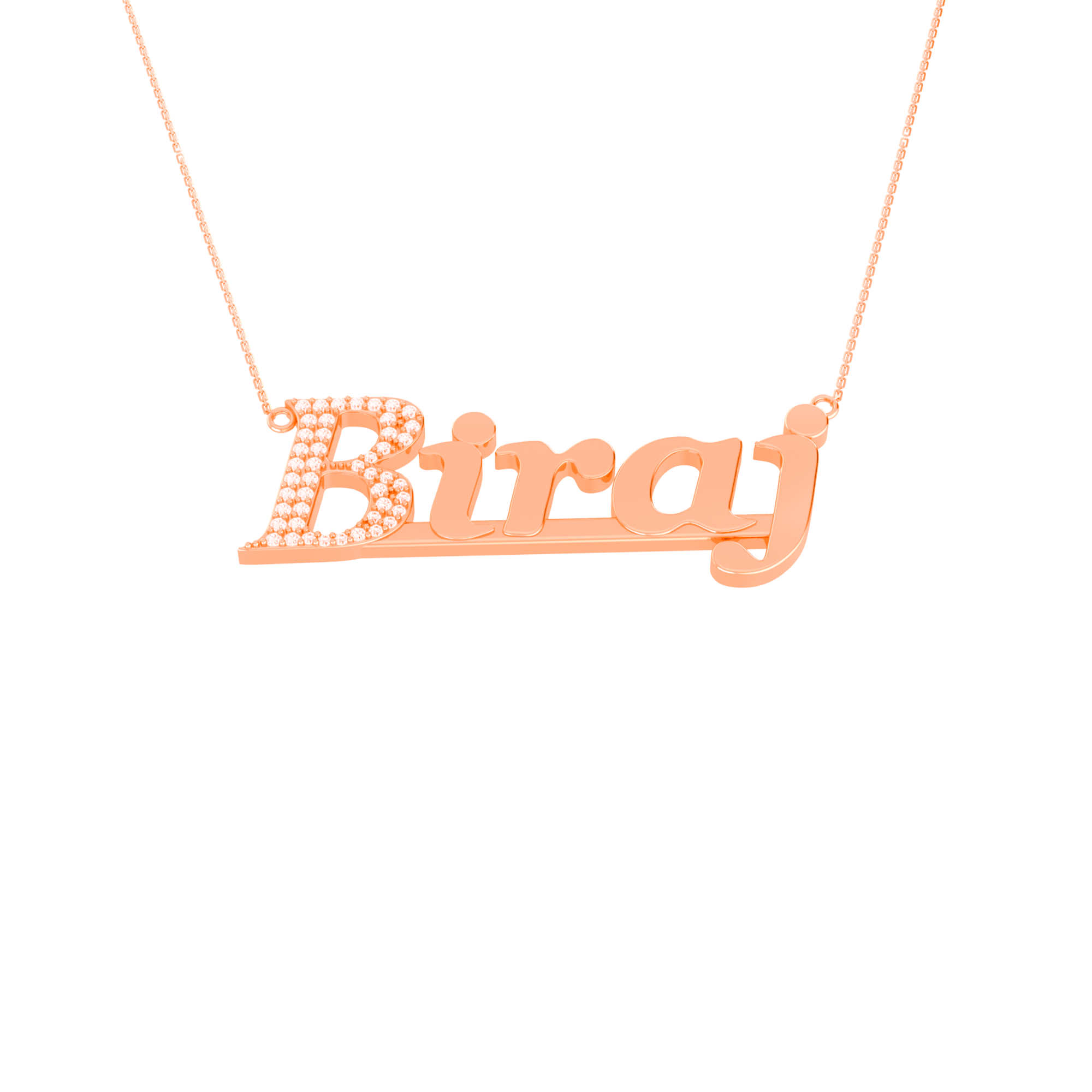 RKC Customize Initial Name Moissanite Pendant Necklace 14k Yellow Gold Plated Weight 4.2 gm