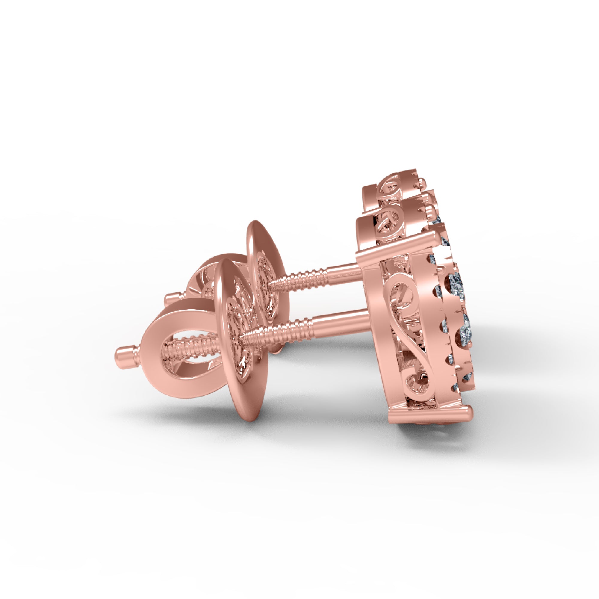 RKC 925 Sterlingsølv skrue tilbake Stud kvinner øredobber 14k gul Overvekt 2,80 GM Høyde 9,50 MM