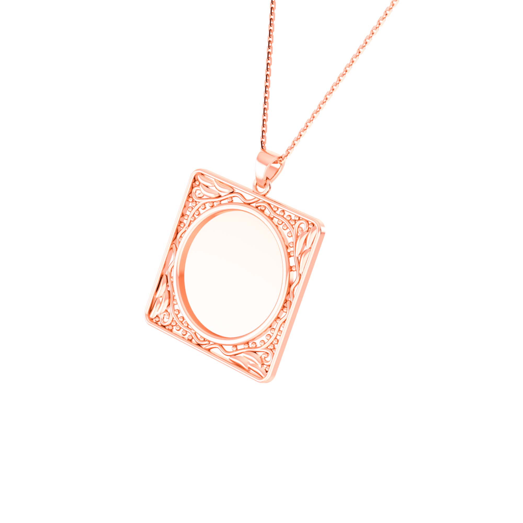 RKC Frame For Photo Personalised Memory Necklace Pendant 14k Gold Plated Silver