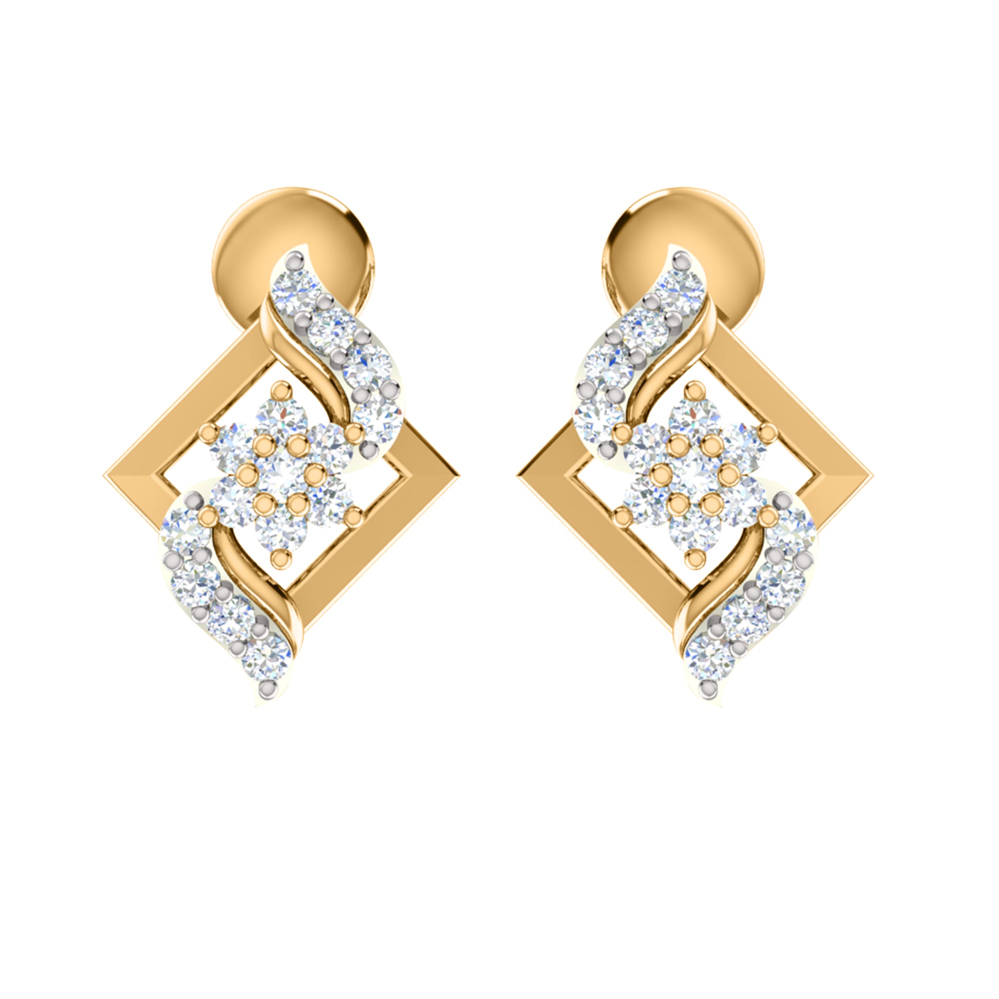 RKC 925 فضة ذهبية إجمالية 0.58 قيراط قلادة مويسانيتي بوزن 3.20 جرام ومجموعة حلق بوزن 2.20 جرام مطلية بالذهب الوردي عيار 14 قيراط