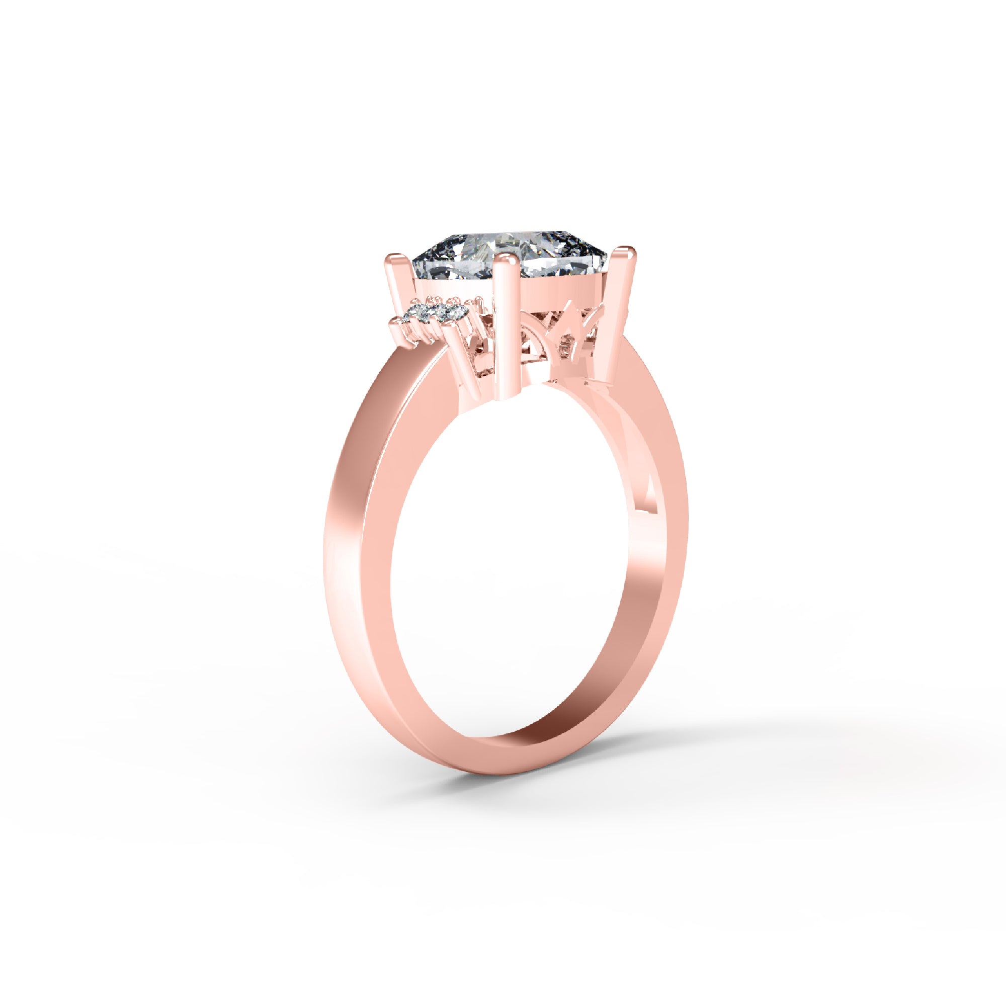 RKC Cushion Cut Moissanite Solitaire Wedding Ring 925 Silver 14K Yellow Gold Plated Wt 3 gm Width 2.10 MM