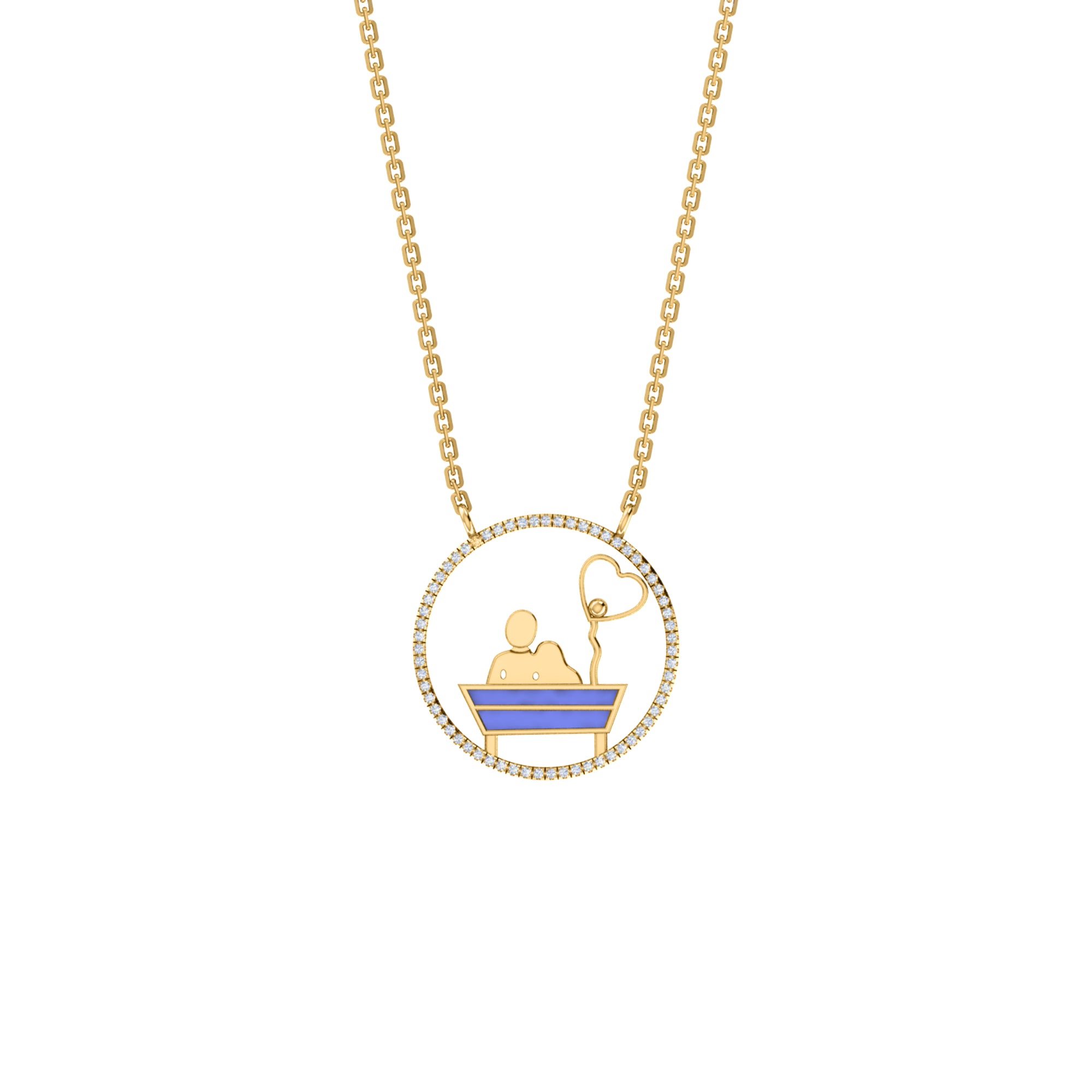 RKC 0.16Ct 모이사나이트 에나멜 펜던트 925 실버 주얼리 14K 로즈 골드 도금 제품 무게 3.80gm 높이 20.00mm