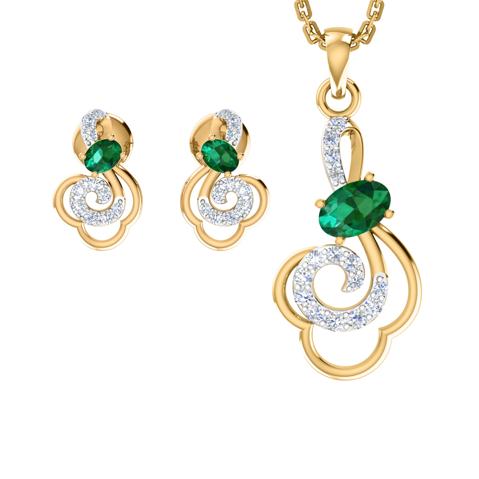 RKC 925 Silver Golden Total 0,41 Ct moissanite medál 4,00 g és 2,50 g súlyú fülbevaló készlet 14 karátos sárga arannyal