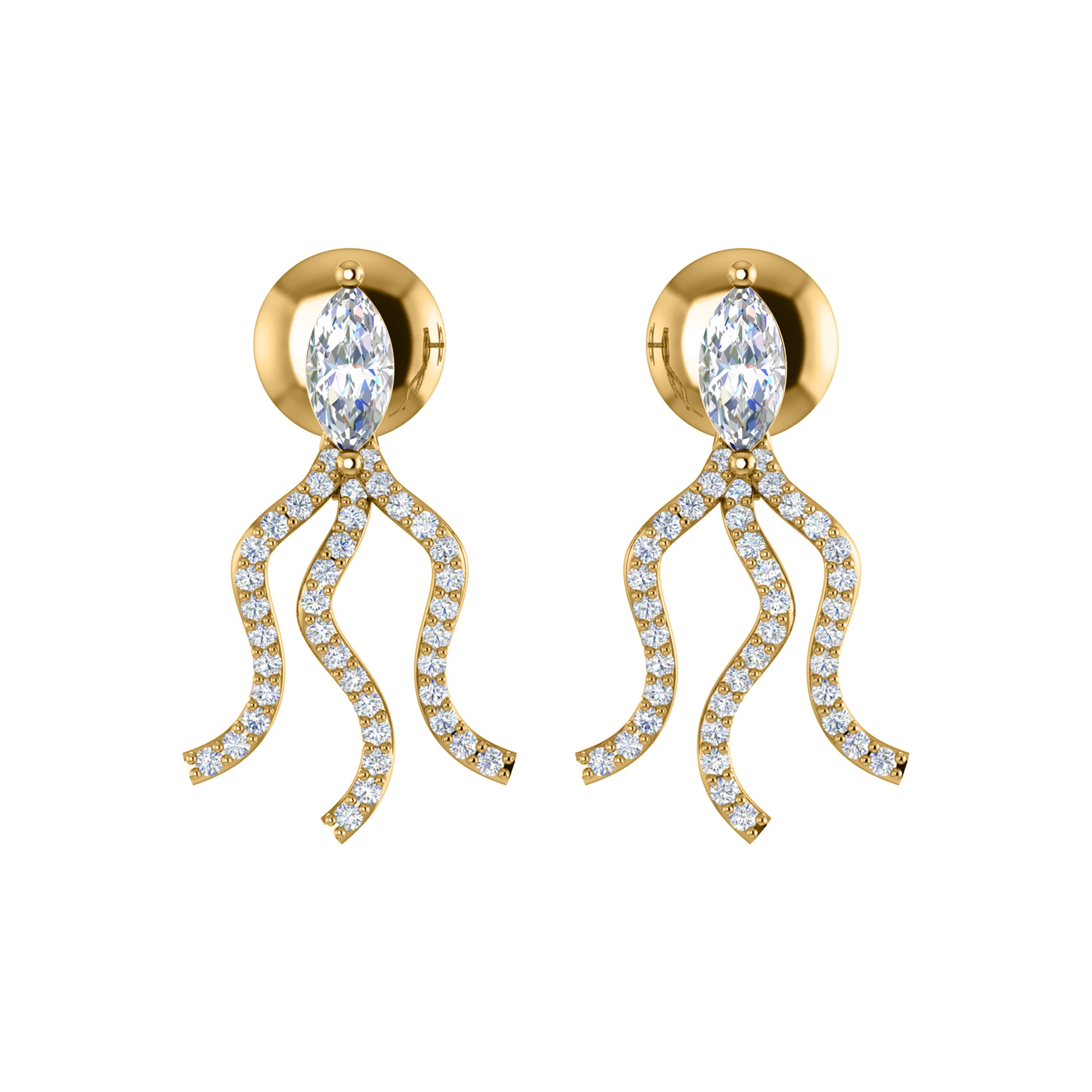 RKC 925 فضة استرليني قطرة الجمشت للنساء حلق 14 قيراط أصفر فوق وزن 2.80 قيراط ارتفاع 19.50 ملم