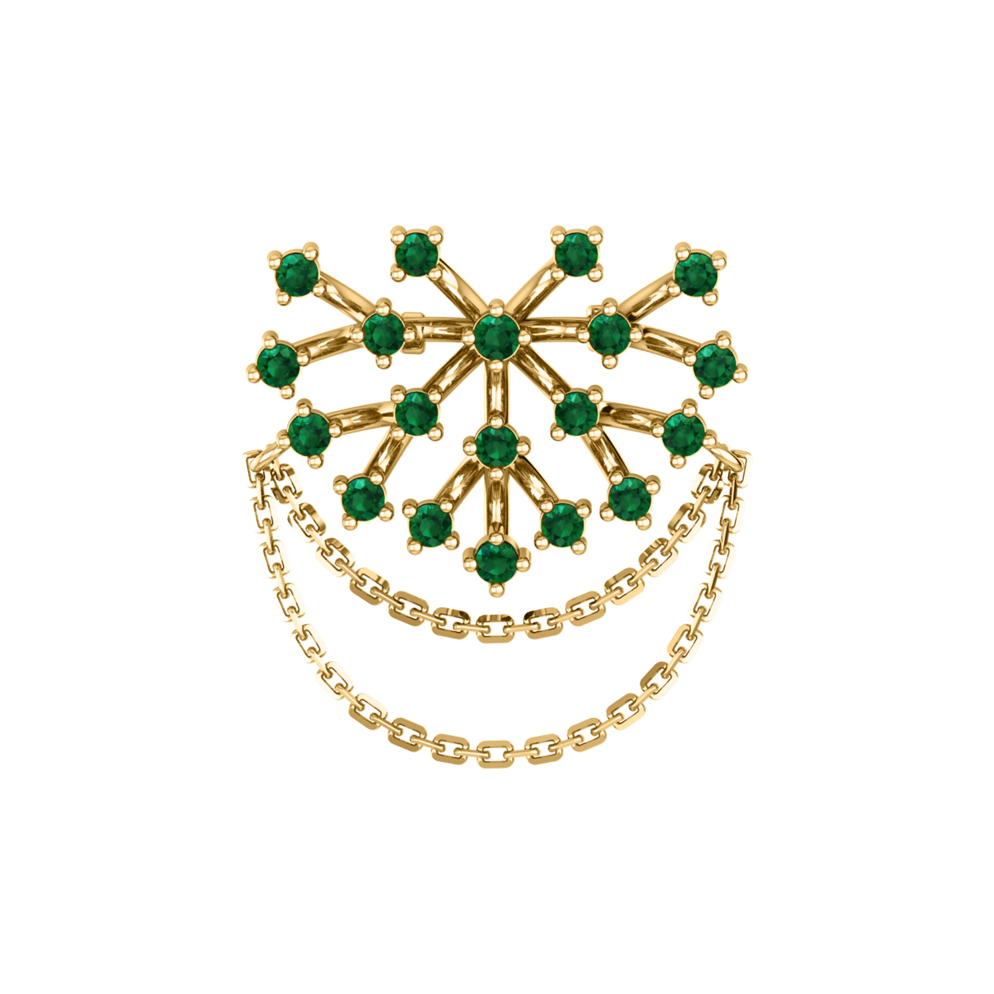 RKC Moissanite 925 Sterling Silve Brooch 14K Yellow Gold Plated Product Wt 3.00 GM Height 23.00 MM