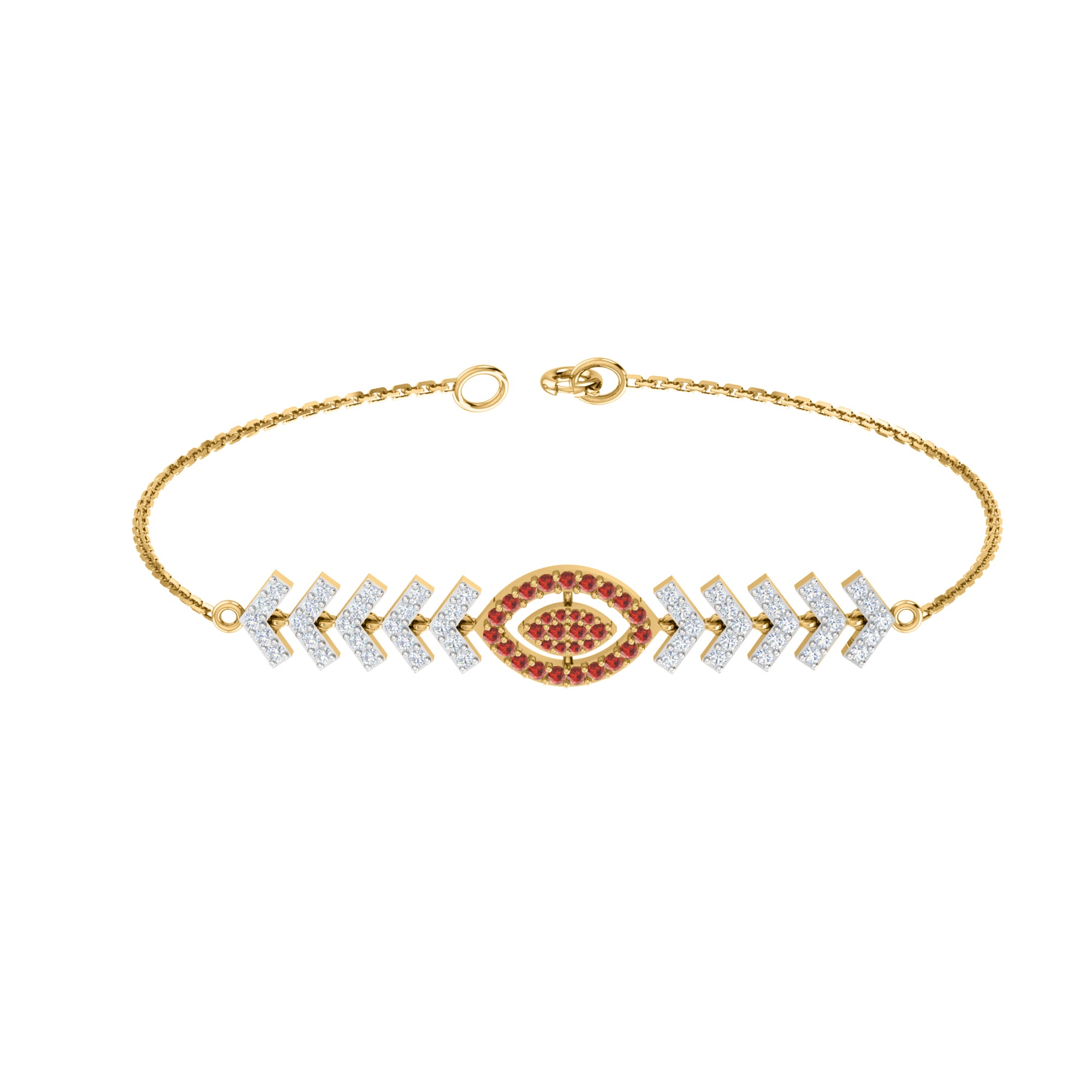 RKC 925 Sterling Silver 1.1 CT Gemstone for Women's Bracelet 14K Yellow Gold Plated Weight 6.00 GM