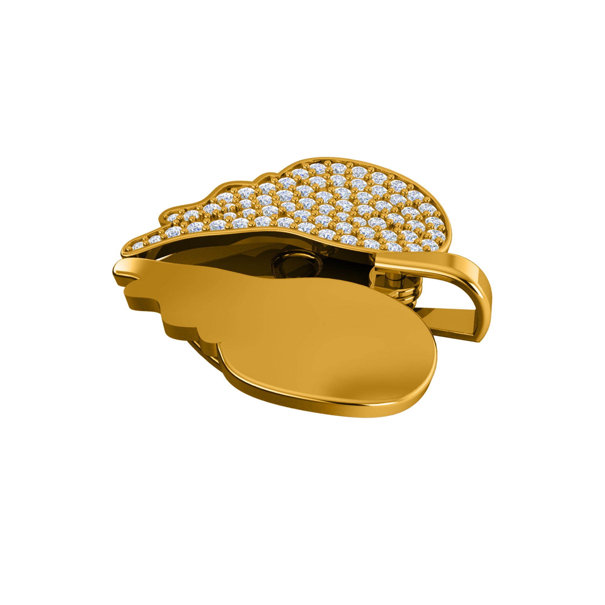 RKC 0.61Ct Moissanite Wing Heart Pendant 925 Silver Jewelry 14K Rose Gold Plated Wt 6gm Height 23.50mm