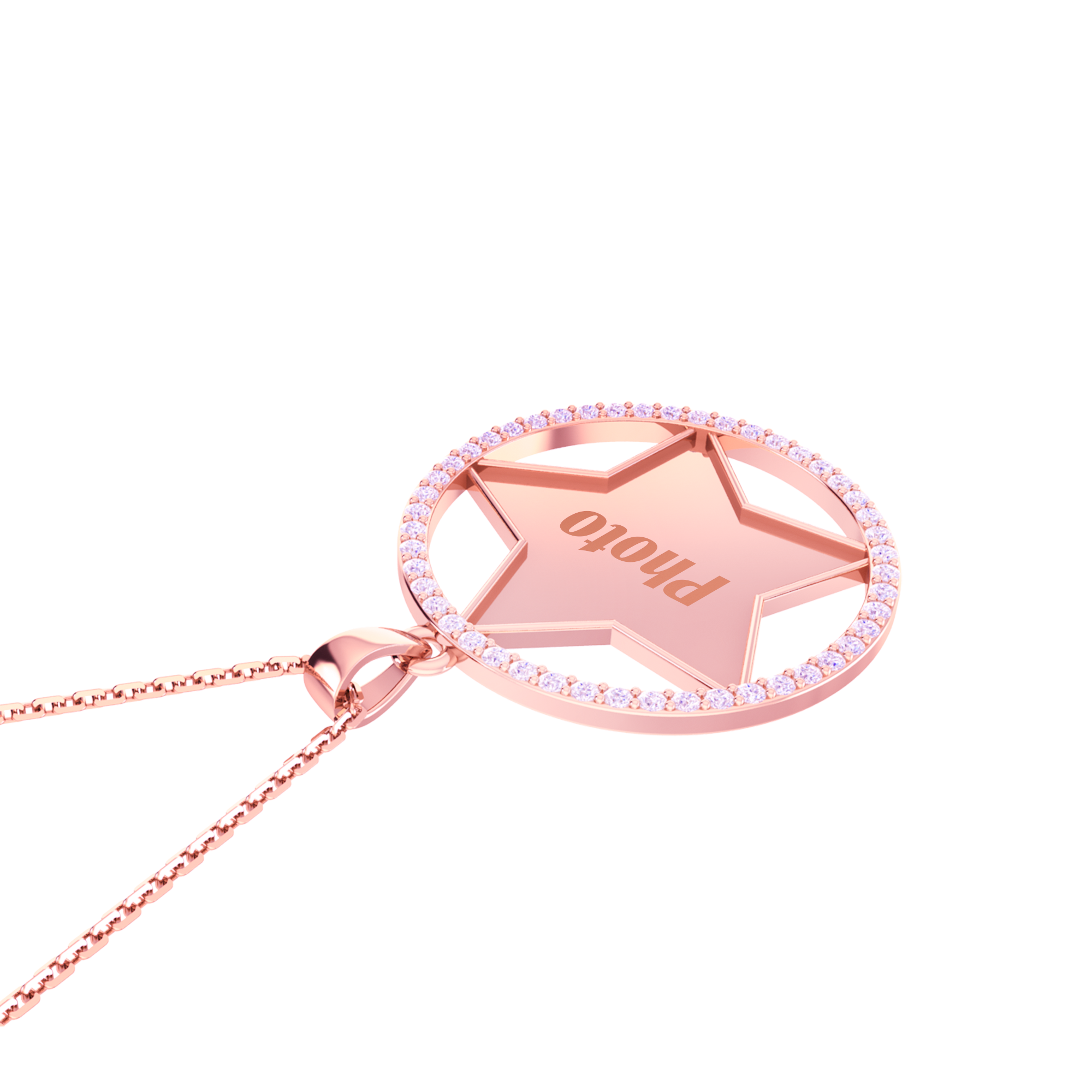 RKC Star Shape Cubic Zirconia Memory Add Own Photo Pendant 14k Yellow Gold Plated Weight-5.50 gm