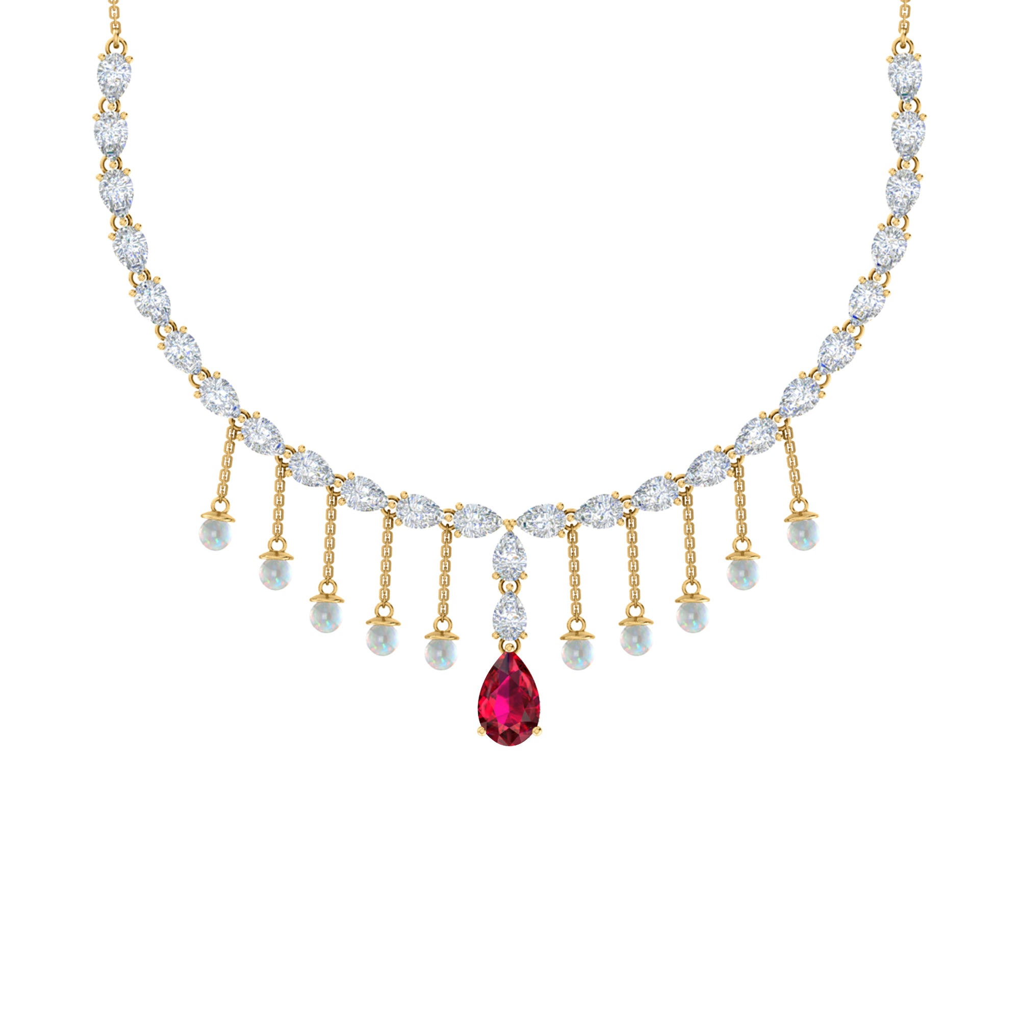 RKC Silver Statement Necklace 24 Carat Cubic Zirconia Necklace For Our Better Half Person Weight- 15gm