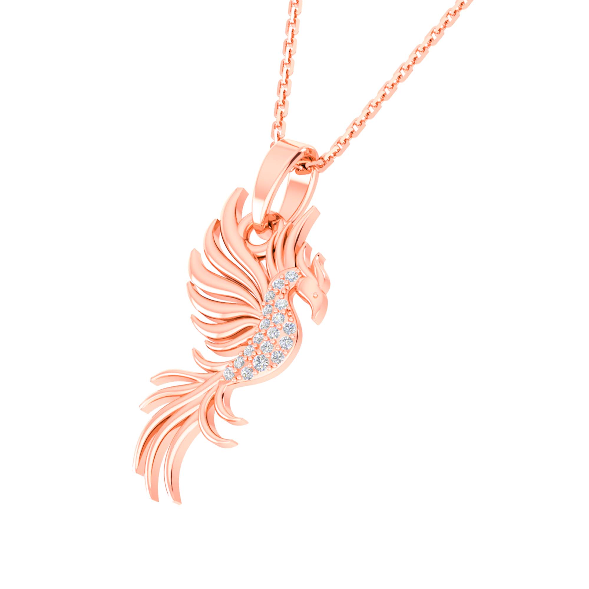 RKC Yellow Gold Plated Lovely Flying Animal Pendant With Link Chain