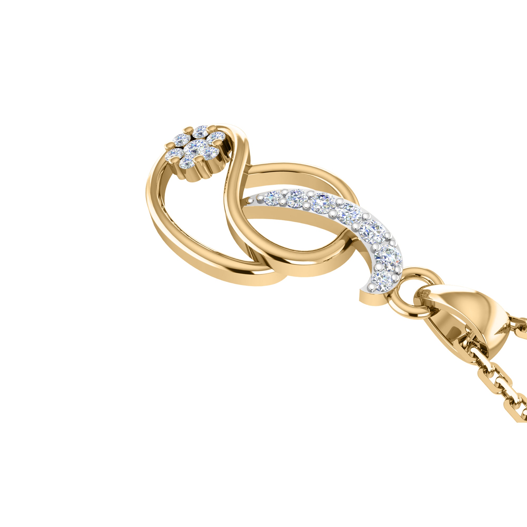 RKC 925 Perak Emas Total 0,31Ct Liontin Moissanite Berat 3,50 gram dan Anting Berat 1,80 gram Set Dengan Lapis Emas Mawar 14K