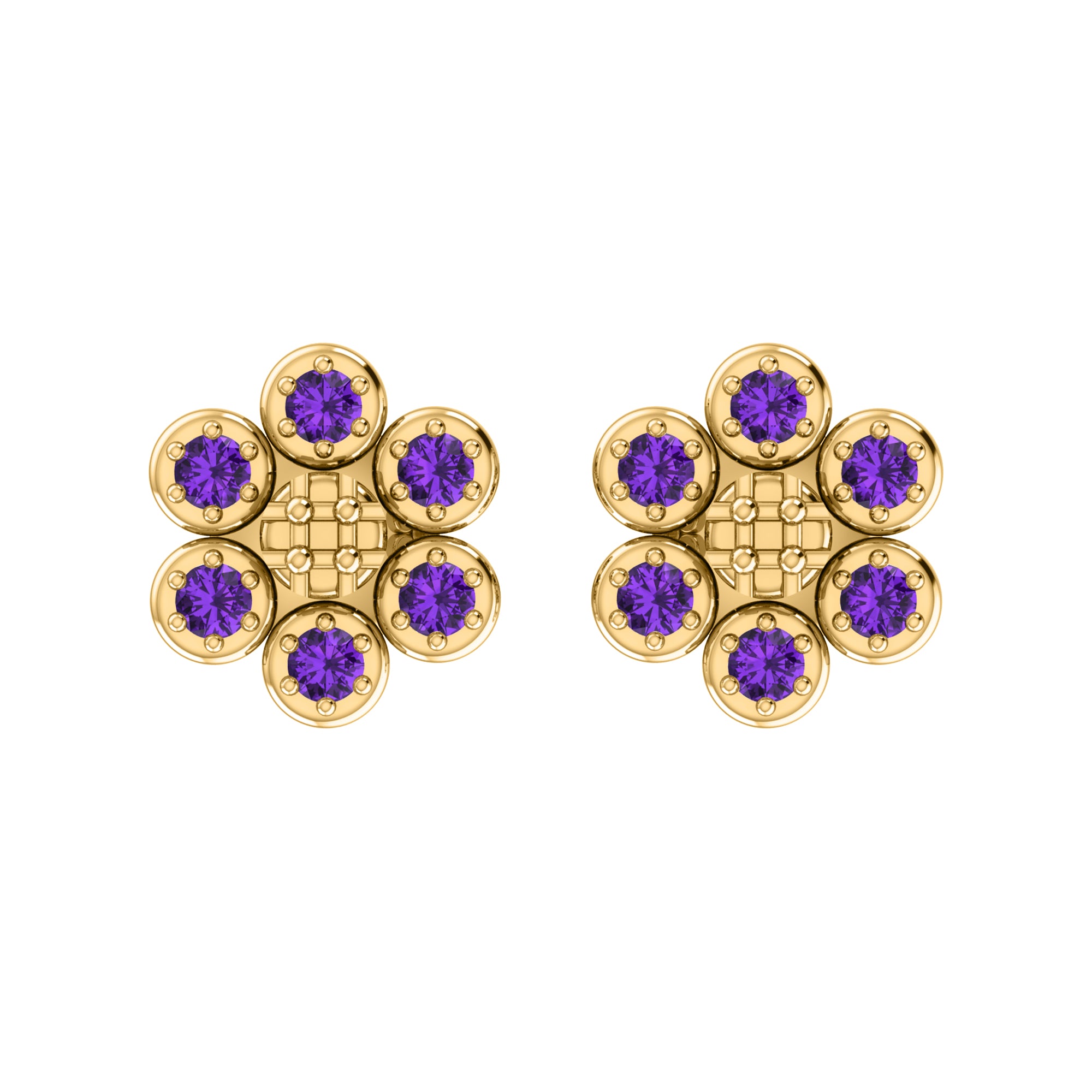 RKC 925 Sterling Silver Flower Push Back Women Earring 14k White Gold Over Wt 1.80mm Height 8.00mm