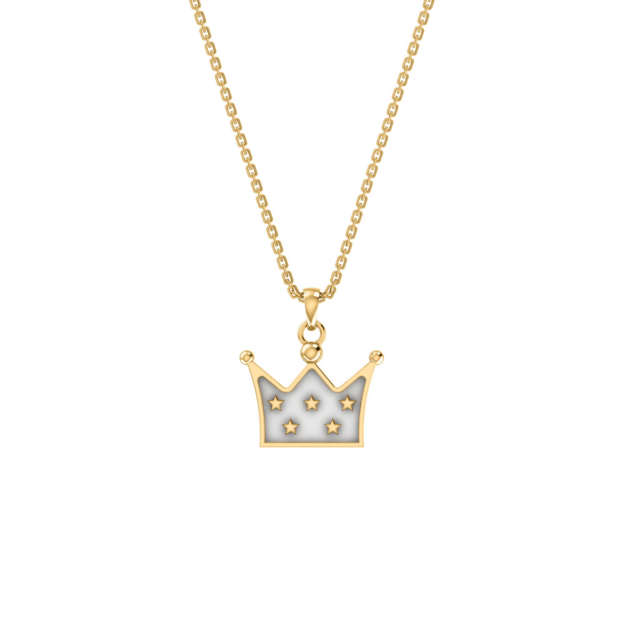 RKC Enamel Crown Pendant 925 Silver 14K Rose Gold Plated Wt 3.80 GM Height 15.00 MM