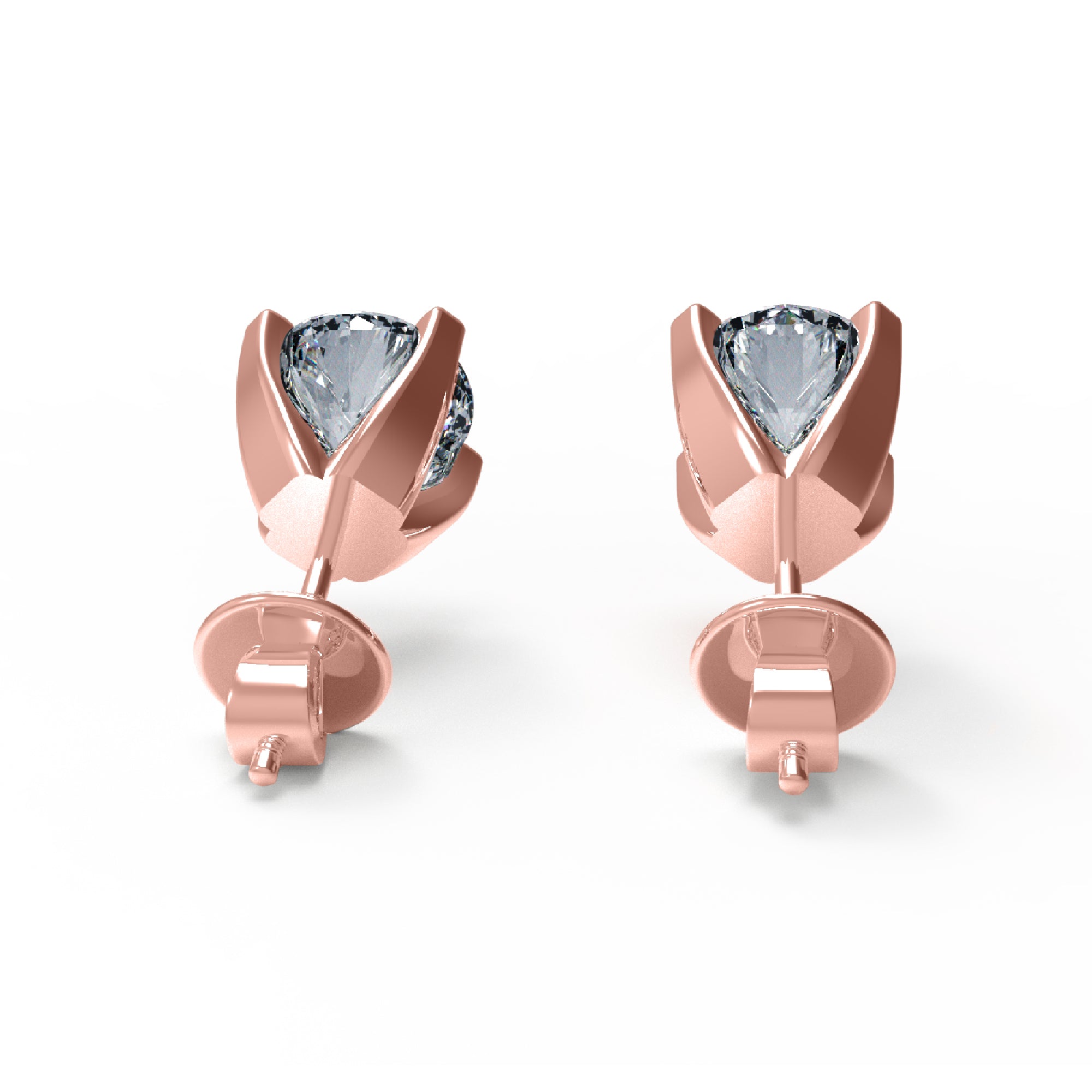 RKC 925 Sterling Silver Unisex Four Prong Stud Earring 14k Yellow Over Product Weight 1.60 GM Height 5.50 MM