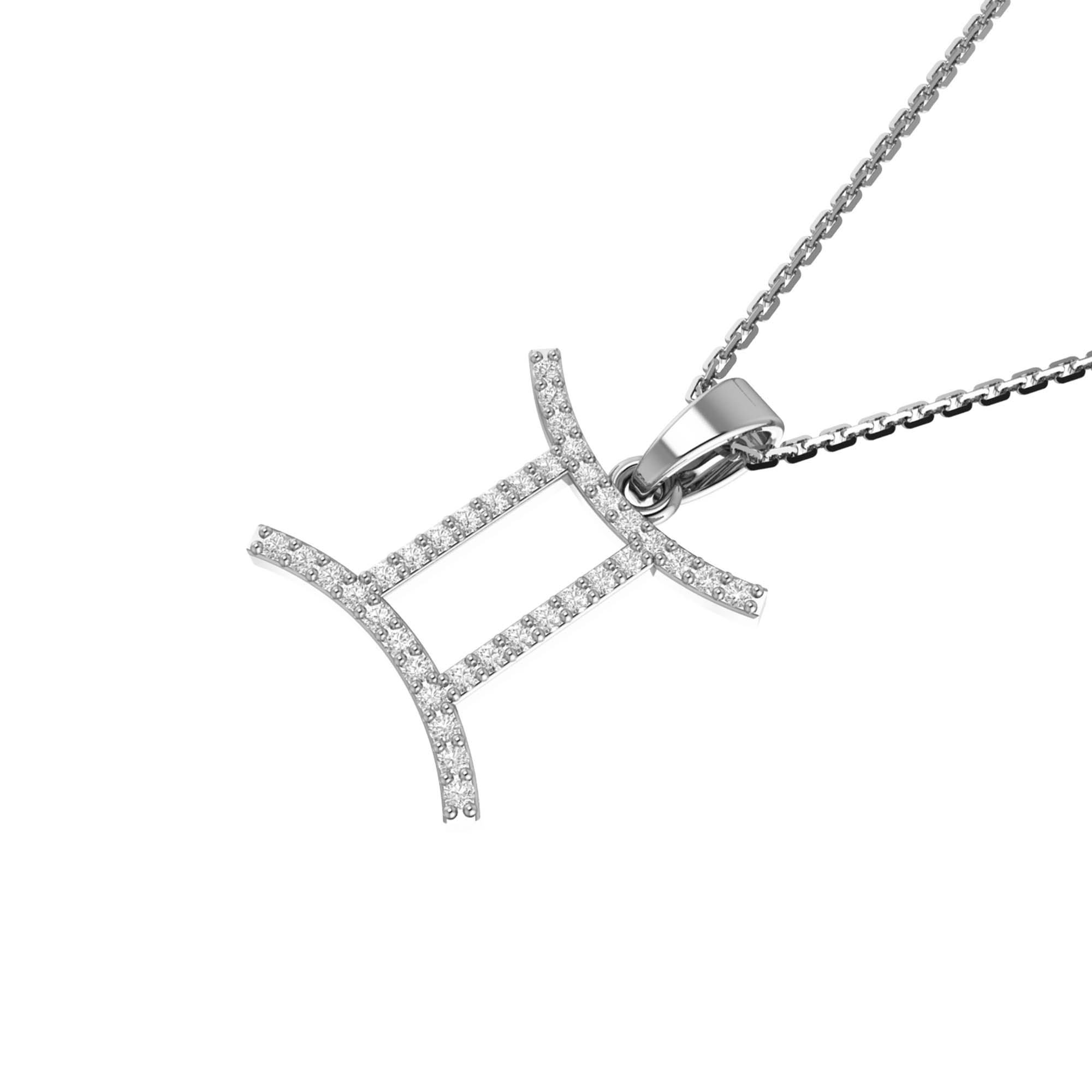 RKC Yellow Gold Plated Gemini Horoscope Cubic Zirconia Pendant Necklace