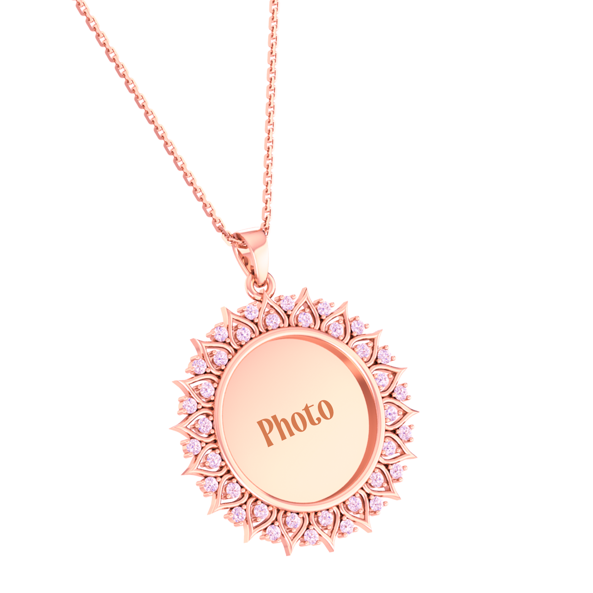 RKC Moissanite/ Cubic Zirconia Photo Pendant Necklace 14k Yellow Gold Plated Weight-6gm