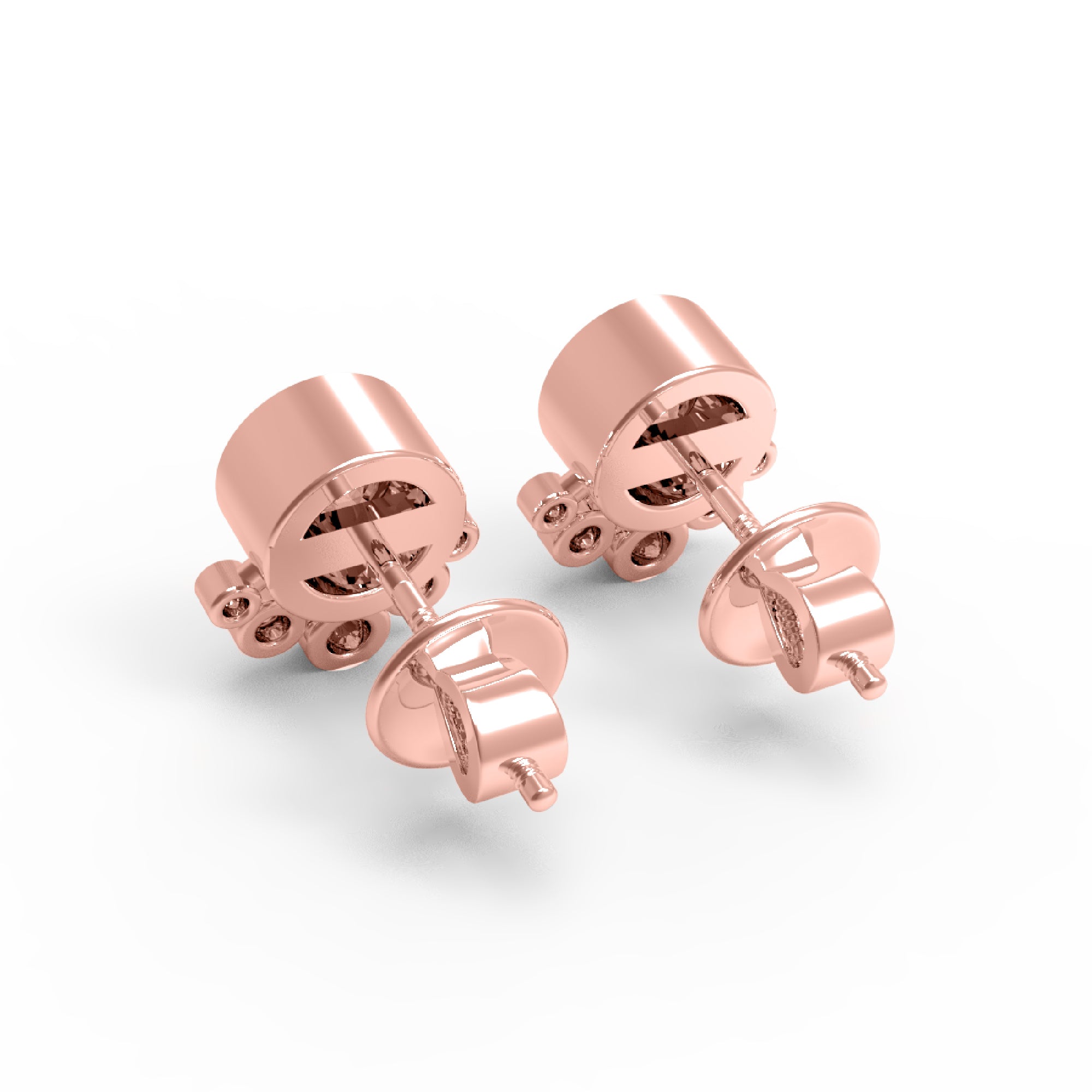 RKC Damen-Ohrstecker aus 925er-Sterlingsilber mit Schraubverschluss, 14 Karat Gelb, Gewicht 2,80 GM, Höhe 9,50 mm