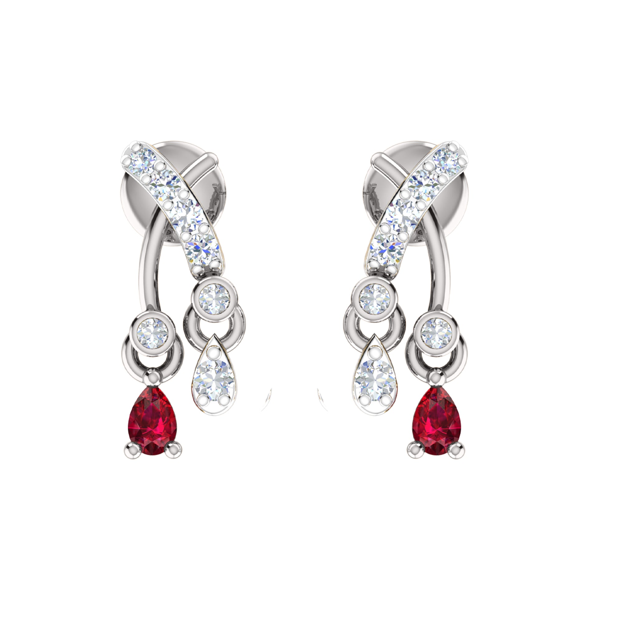 RKC 925 সিলভার গোল্ডেন মোট 0.32Ct রুবি দুল Wt 3.50gm এবং Wt কানের দুল 1.30gm সেট 14K রোজ গোল্ড প্লেটেড