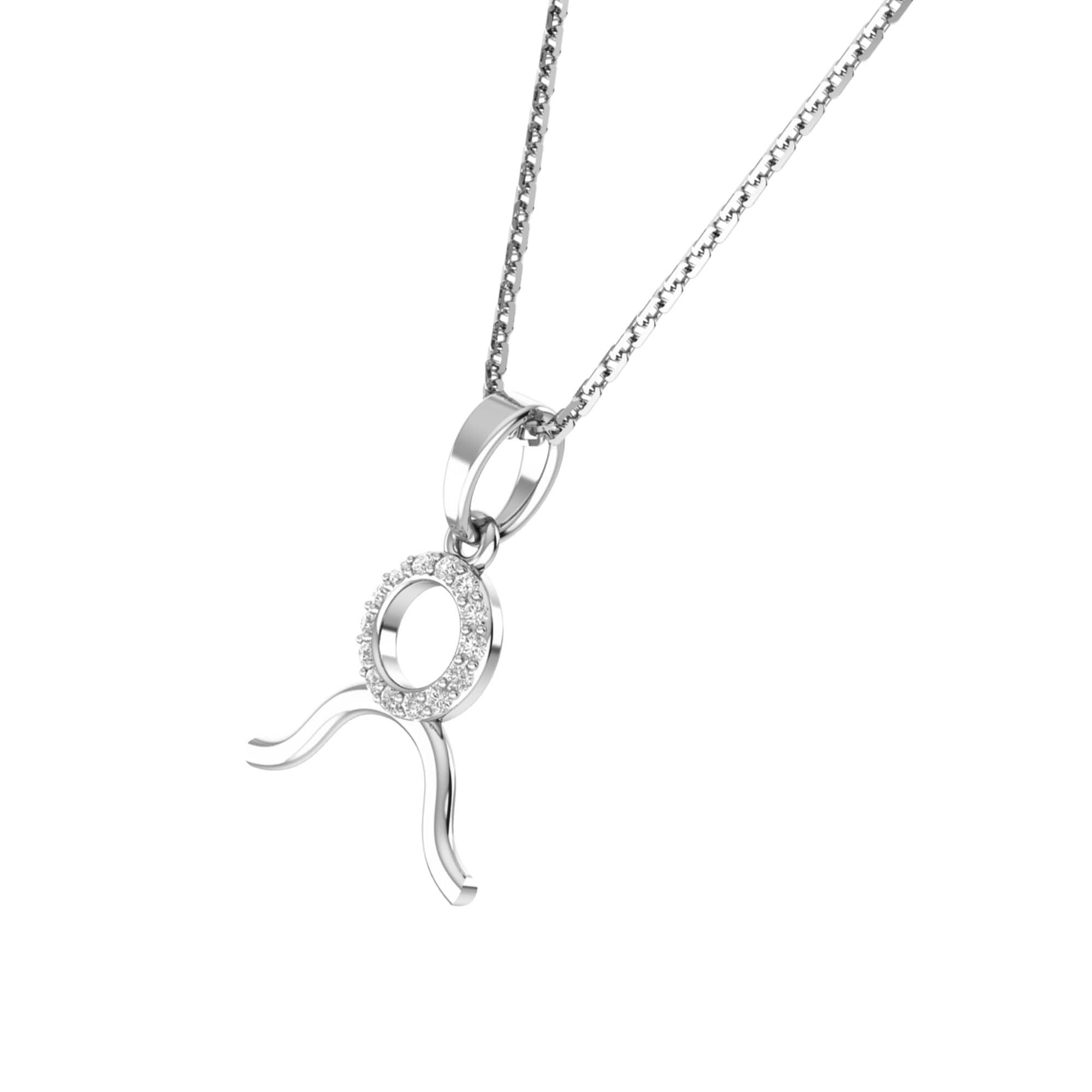 RKC Golden Cubic Zirconia With Chain Zodiac Pendant Necklace