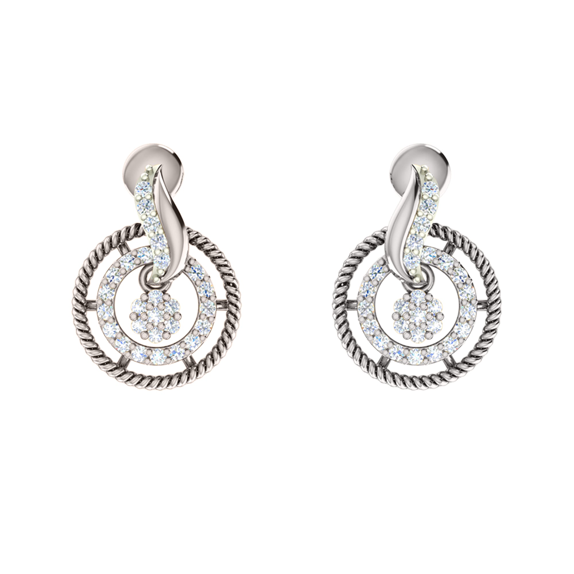 RKC 925 सिल्व्हर गोल्डन टोटल 0.93Ct मॉइसॅनाइट पेंडंट Wt 3.37gm आणि Wt कानातले 4.35gm सेट 14K रोझ गोल्ड प्लेटेड