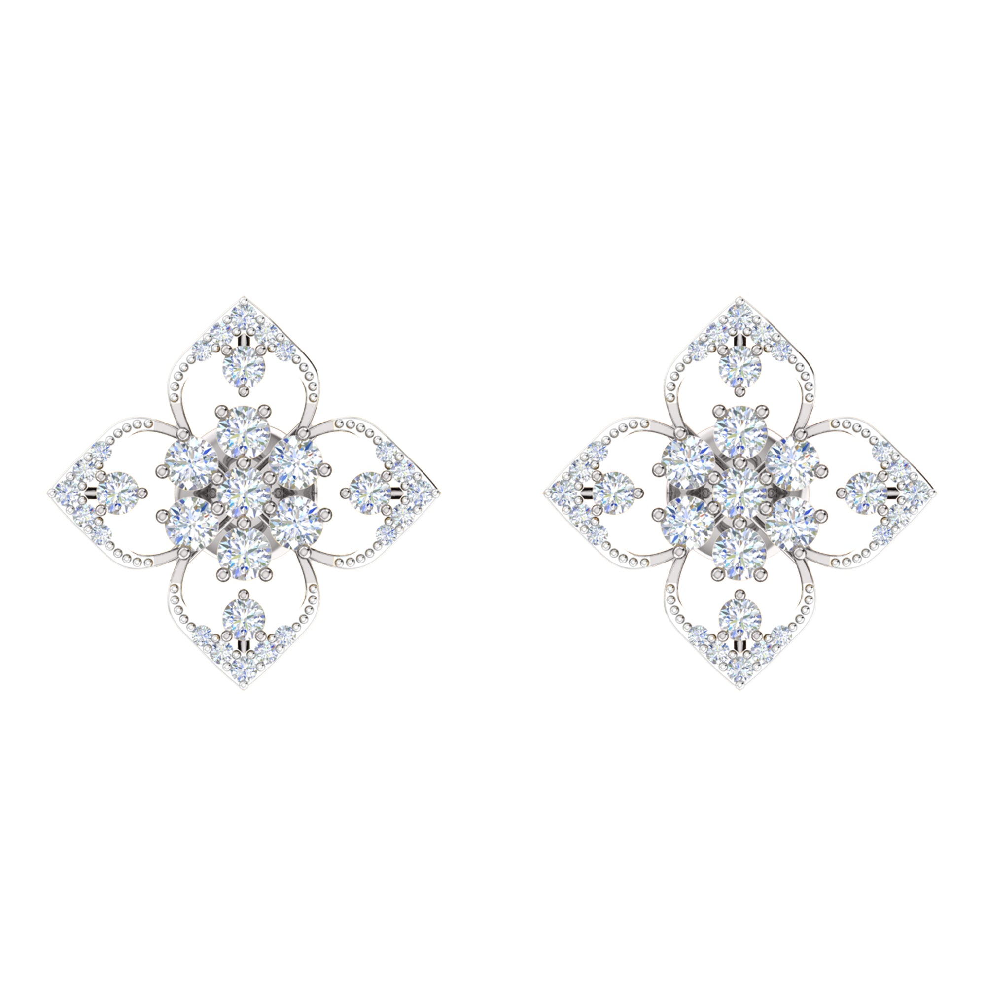 RKC 925 Sterling Silver Daily Wear Girl's Floral Stud Women Earring 14k Yellow Over Product Wt 2.80 GM Height 14.70 MM