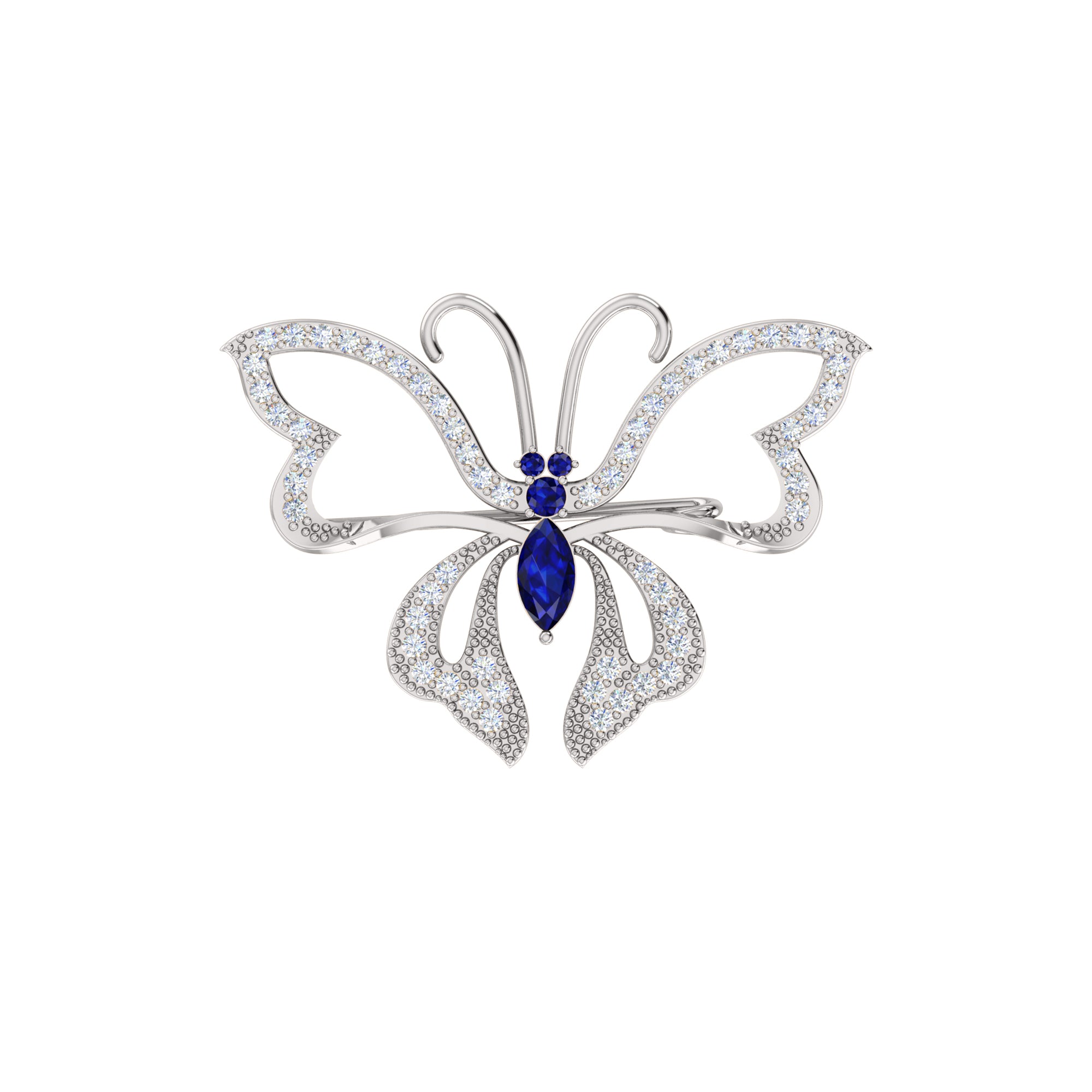 RKC 0,96Ct Moissanite 925 Ασημένια καρφίτσα πεταλούδα 14 καρατίων ροζ επιχρυσωμένο προϊόν Wt 4,00 γρ.