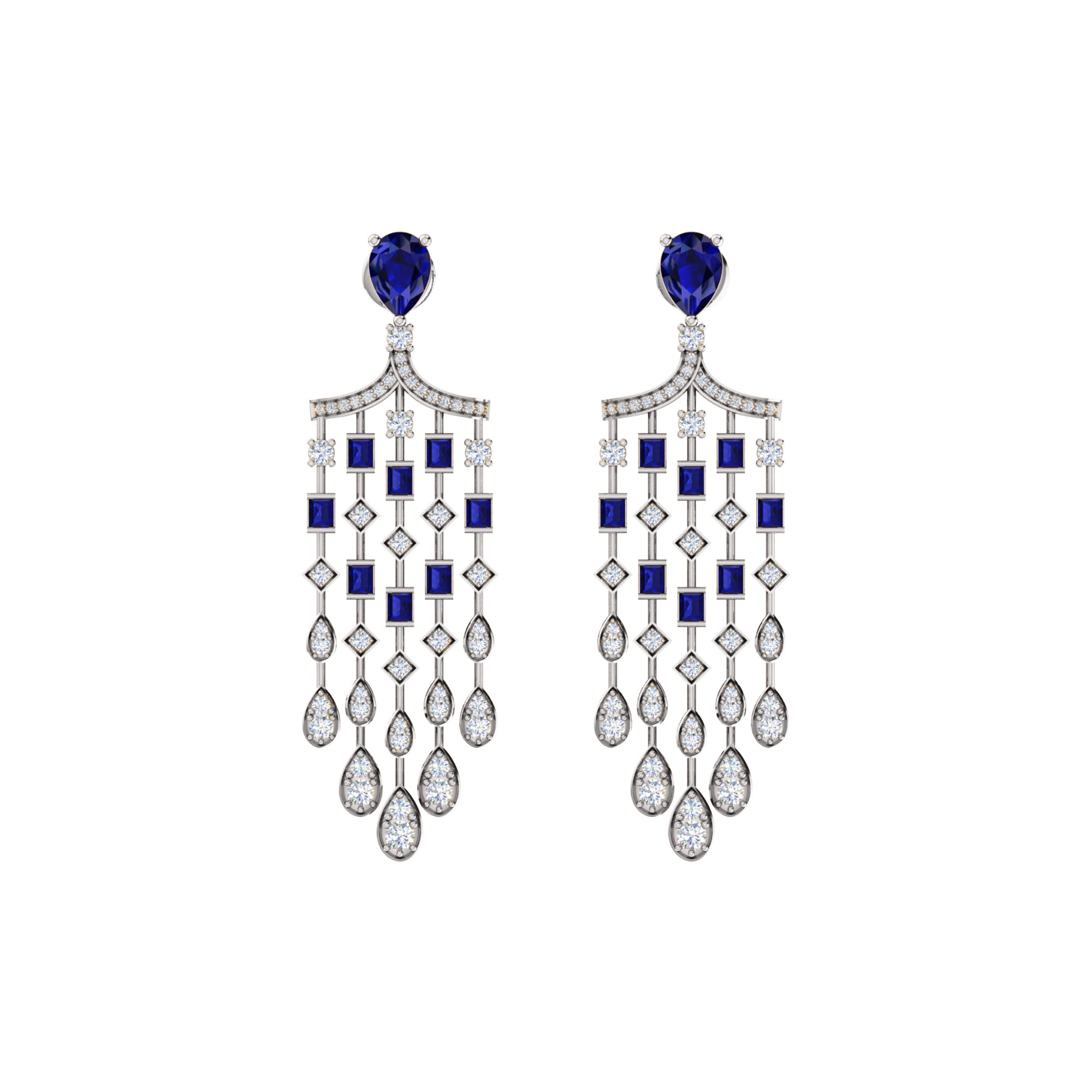 RKC 925 Sterling Silver Drop Dangle Halo Women Earring 14k Yellow Gold Over Wt 8.00 GM Height 51.00 MM