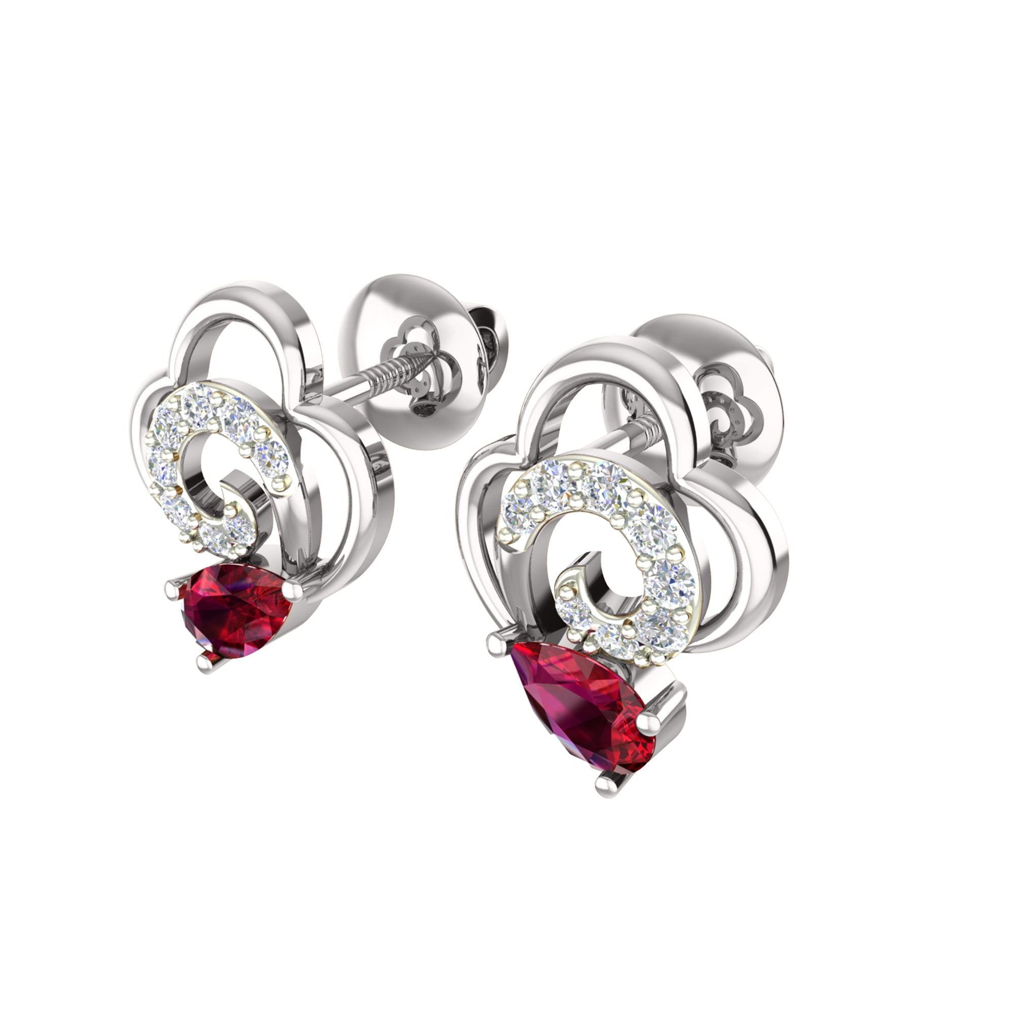 Срэбра RKC 925, залаты, 0,36 карата, кулон з рубінам, вагой 3,60 г і завушніцамі вагой 2,20 г, камплект з пакрыццём з ружовага золата 14 карат