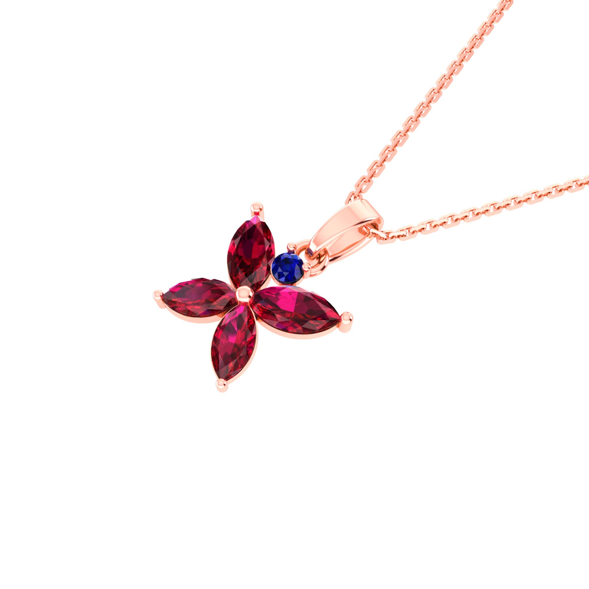 RKC Golden Stunning Flower Gemstone Shape Mini Pendant Necklace With Chain Birthday Gift