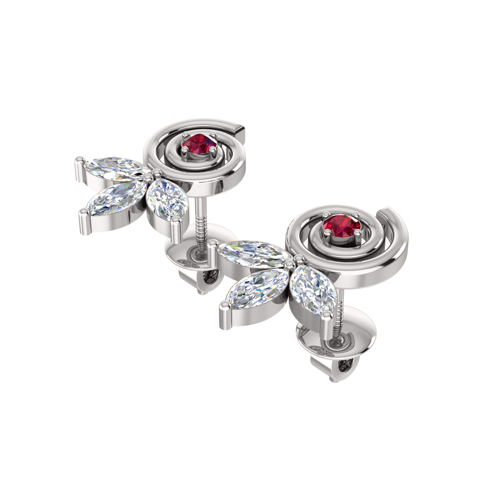 RKC 925 স্টার্লিং সিলভার ফ্লাওয়ার মহিলাদের কানের দুল 14k হলুদ সোনার Wt 1.40gm উচ্চতা 11.40mm