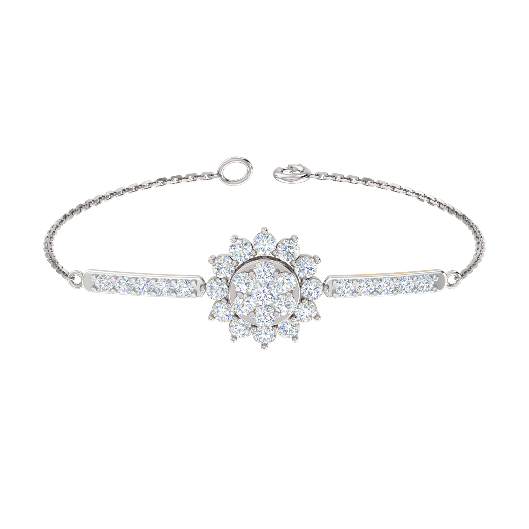 Pietra preziosa RKC in argento sterling 925 da 2,57 CT per bracciale da donna Placcato in oro rosa 14 carati Peso 5,50 GM